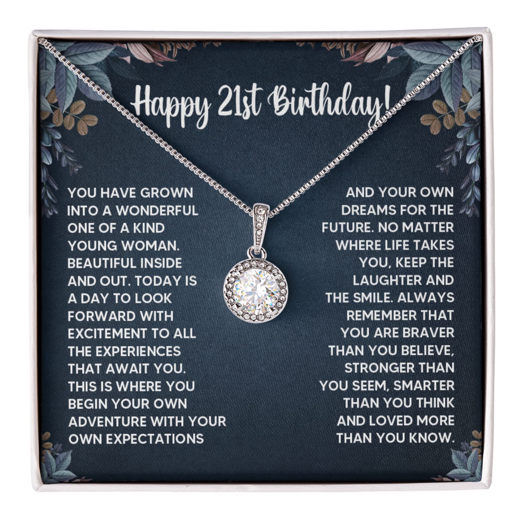 FG Family Gift Mall 21st Birthday Gifts For Her, 21 Year Old Female Birthday Card Necklace Gift Ideas, Happy Bday For Women Turning Finally 21, 21st Birthday Present for Daughter, Granddaughter, Best