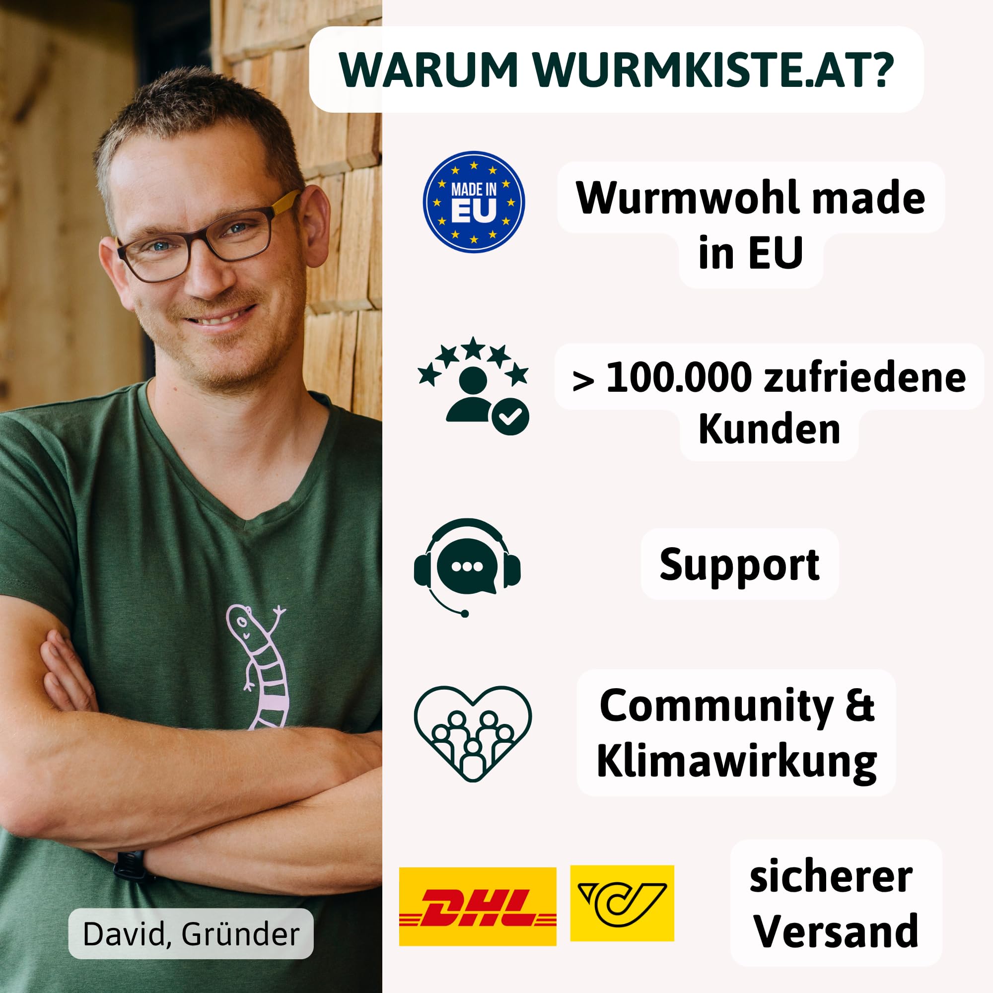 Wurmbox Komposter grau 3 Etagen | Wurmkomposter Starterset inkl. 500 Kompostwürmer