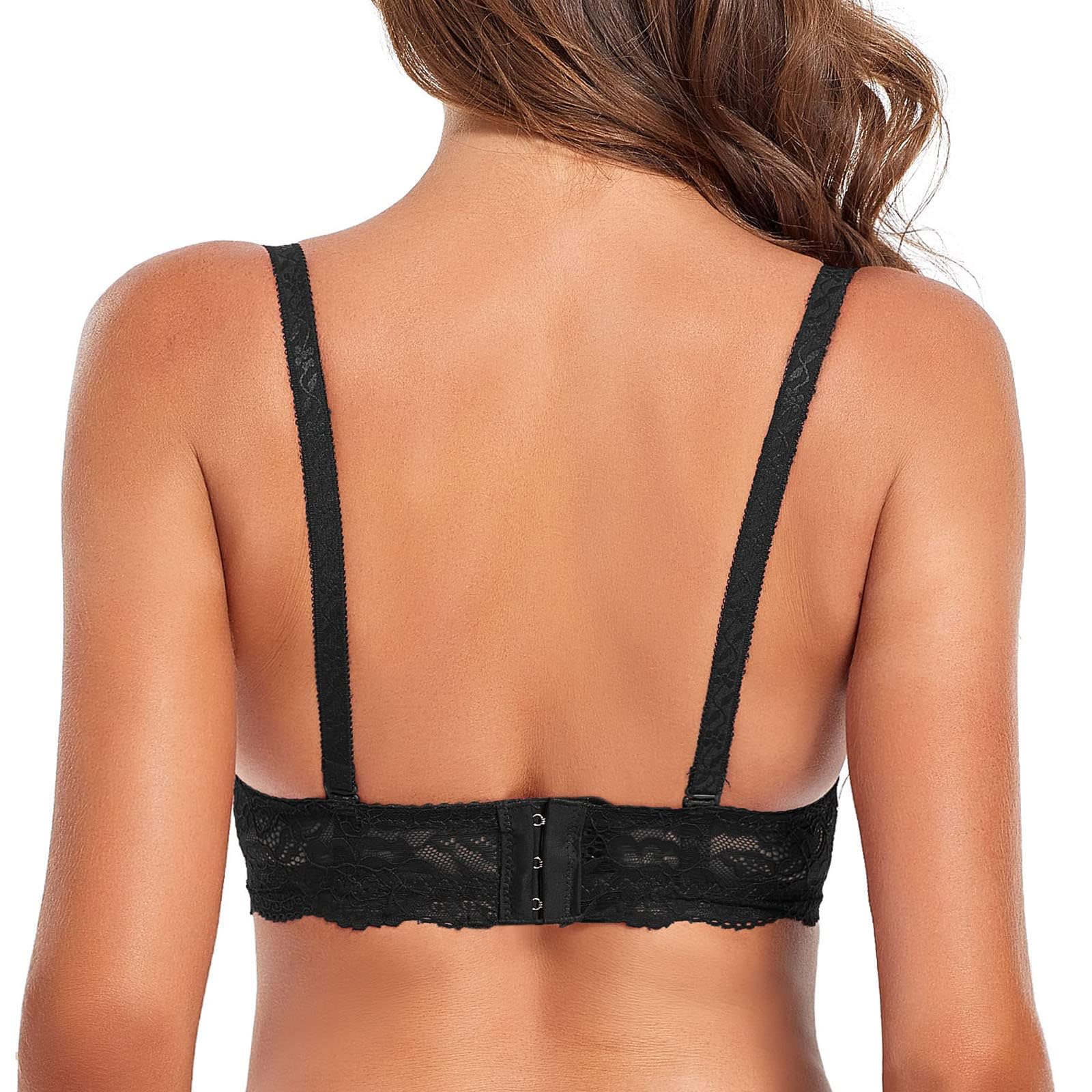 SHEKINI Push up Reggiseno con Ferretto Reggiseno Elegante in Pizzo da Donna Senza Spalline Rimovibili Intimo Donna Sexy Lingerie,Pacco da 2 | Chiusura con gancio, cuscinetti rimovibili, cinghie regolabili, confortevole, quotidiano, traspirante, due pezzi