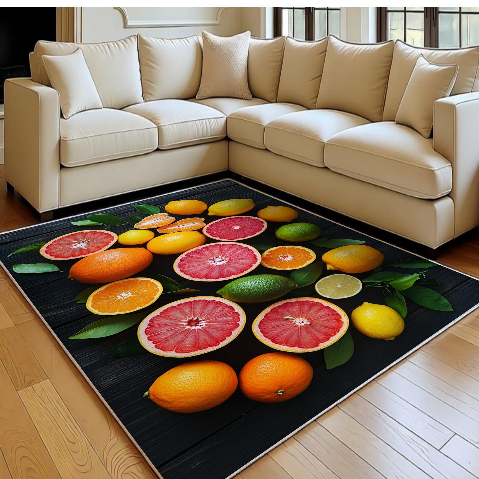 Tapis de chambre adulte fruits oranges citrons 60x90cm une descente de lit douce et colorée