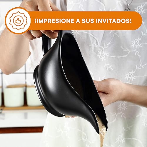 Miniatura 10 de Bruntmor - Recipiente y bandeja de cerámica para salsa, para aderezos de ensalada, leche, caldo, crema, apto para microondas y lavavajillas, 20