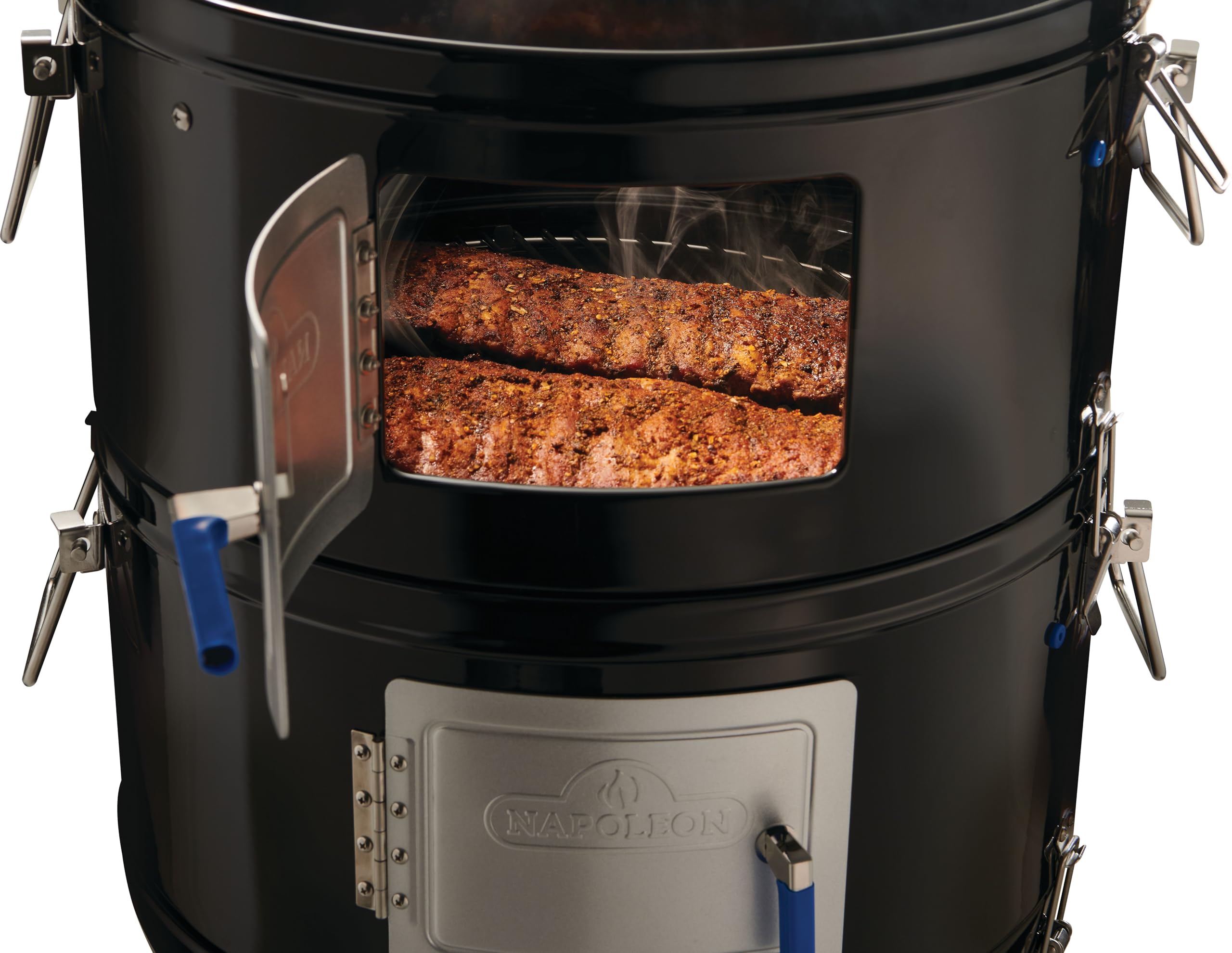 Napoleon Apollo® Fumoir vertical à eau au charbon de bois 45,7 cm, finition noire brillante, grilles en acier inoxydable, jauge de température ACCU-PROBE