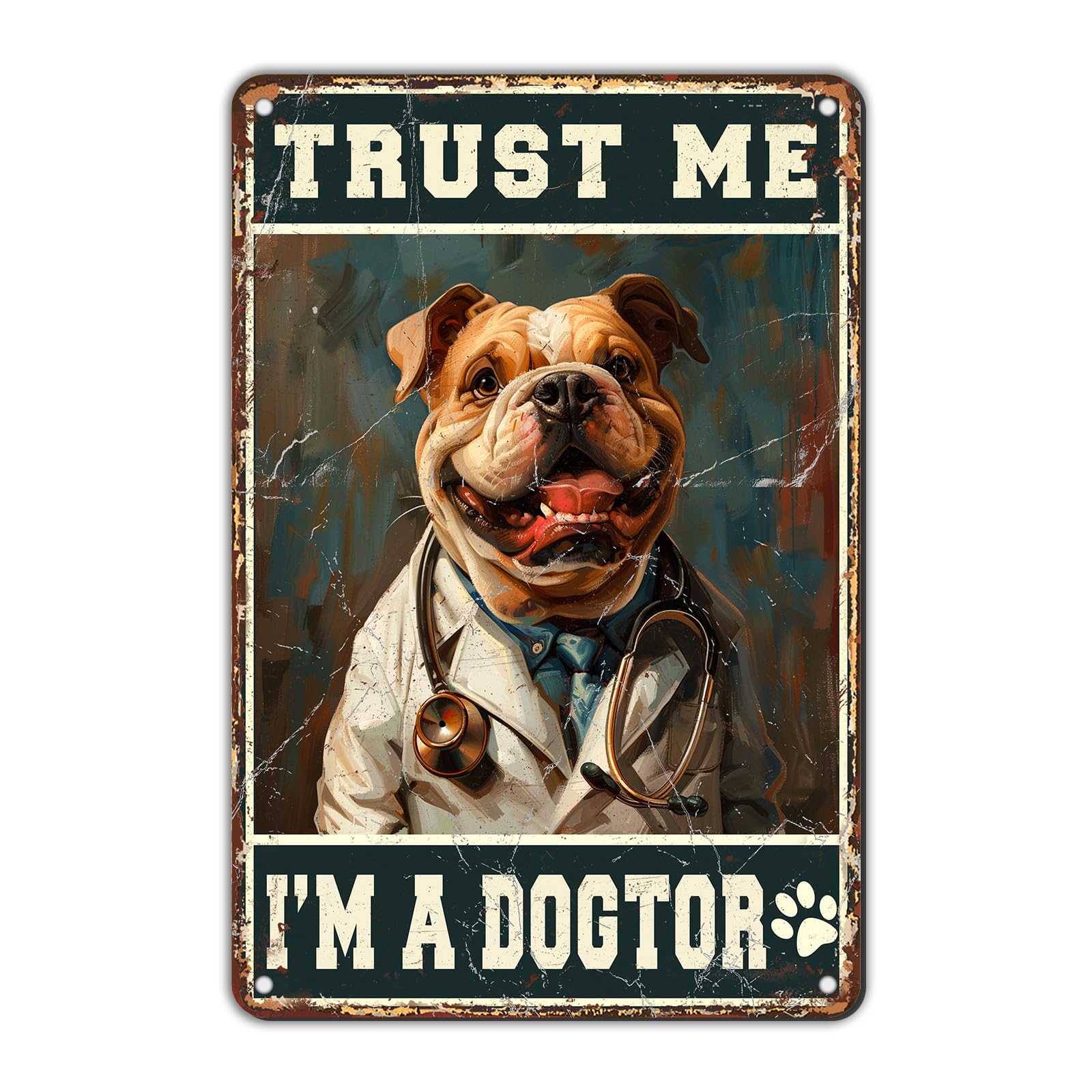 Anceky Vintage Trust Me I'M A Dogtor Dog Tin Sign Retro Metal Sign Wall Decor for Farmhouse Yard Garden Outdoor Indoor 12×8 Inch