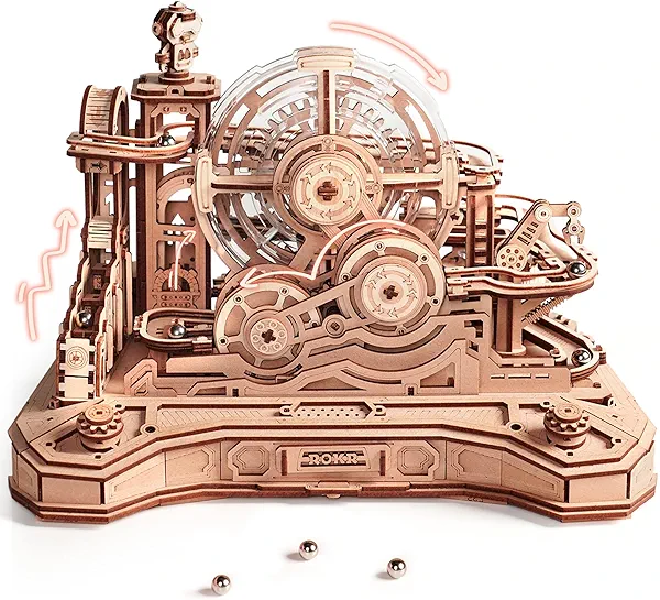 ROKR 3D Wooden Puzzle for Adults, Wooden Marble Run Set, Model Building Kits, Christmas Birthday Gifts for Teens and Adults, DIY Gear Ball Challenge