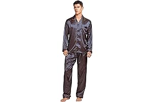 TONY & CANDICE Men's Classic Satin Pajama Set: Indulge in Silky Comfort
