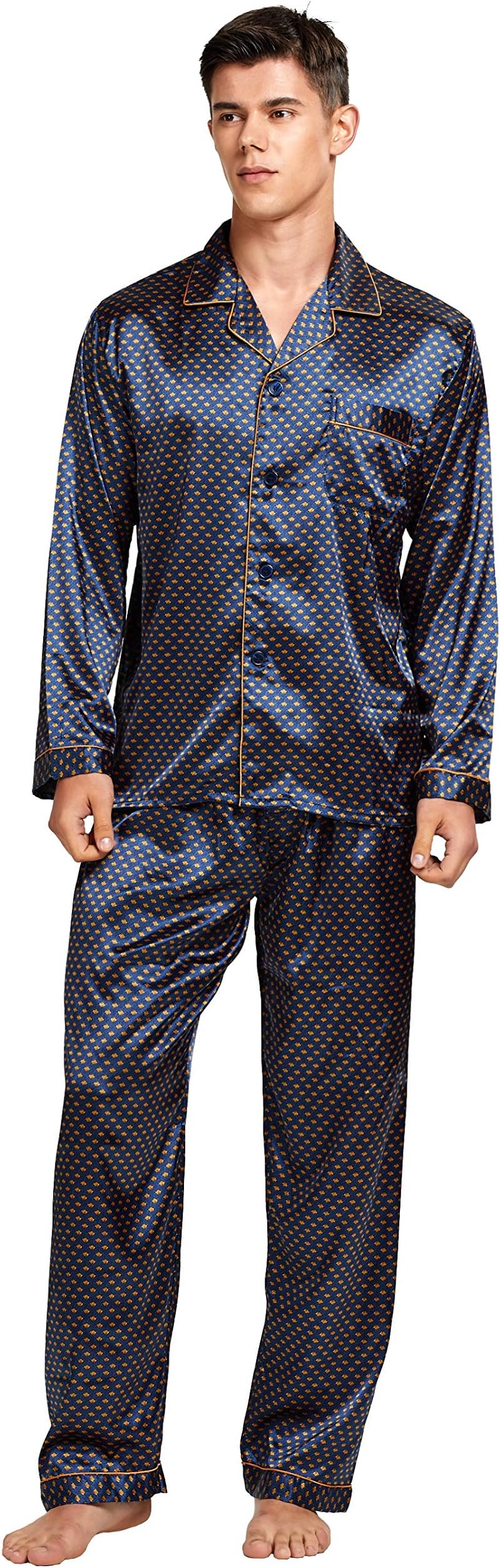 TONY & CANDICE Men's Classic Satin Pajama Set Sleepwear