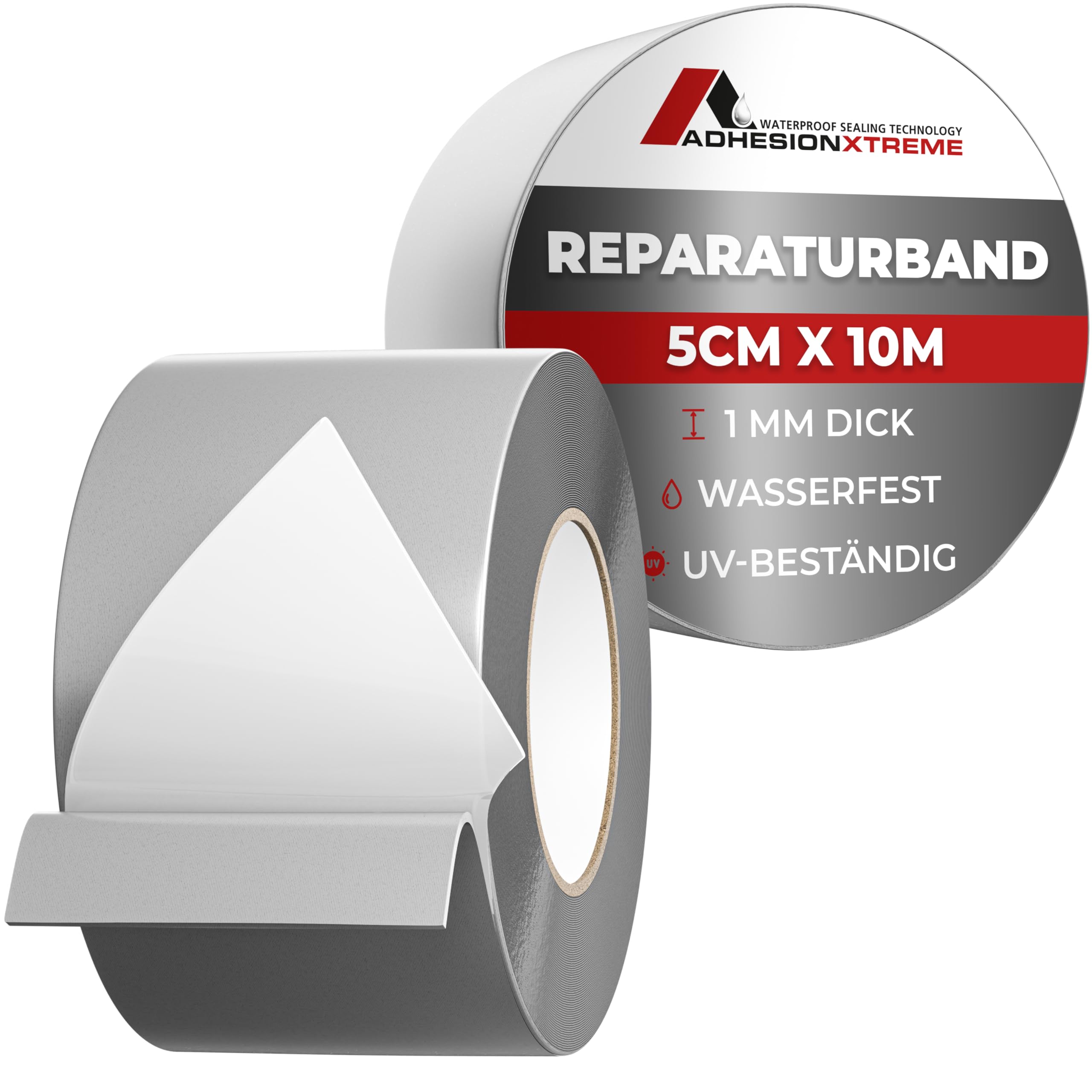 ADHESIONXTREME WATERPROOF SEALING TECHNOLOGY Adhesion Xtreme Roofbond Reparaturband für Regenrinnen, Metal, Dachrinnen, Abdichtband wasserdicht selbstklebend wetterfest (Grau,5cm breit 10m lang)