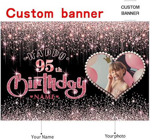 Vista 198 de Cartel personalizable de decoración de feliz cumpleaños número 49 de oro rosa – Personalización de gran tamaño fondo de fotos – Admite fotos