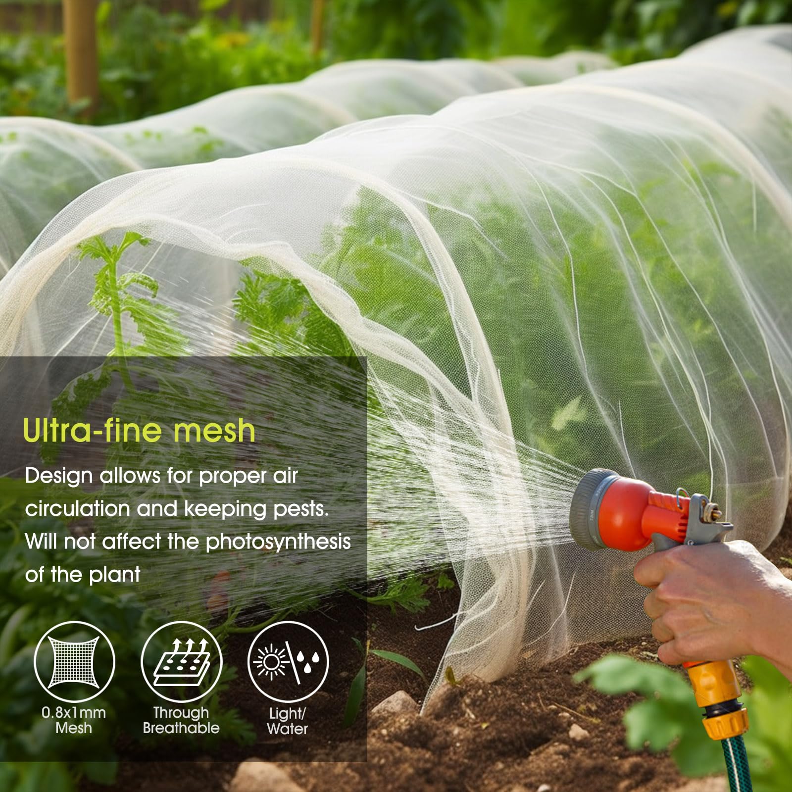 RIFNY Filet de jardin, 3 x 15 m, filet de jardin en maille fine pour extérieur, terrasse, parterre surélevé, protection des plantes, arbres fruitiers, tomates, parasites, cigales (1 pièce, blanc)