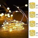 4-Pack Fairy Lights Battery Operated with Timer, Waterproof 16FT 50 LED String Lights Indoor Outdoor, Cuttable Starry Fairy Lights for Home Bedroom Classroom Dorm Wedding Christmas Decor (Warm White)