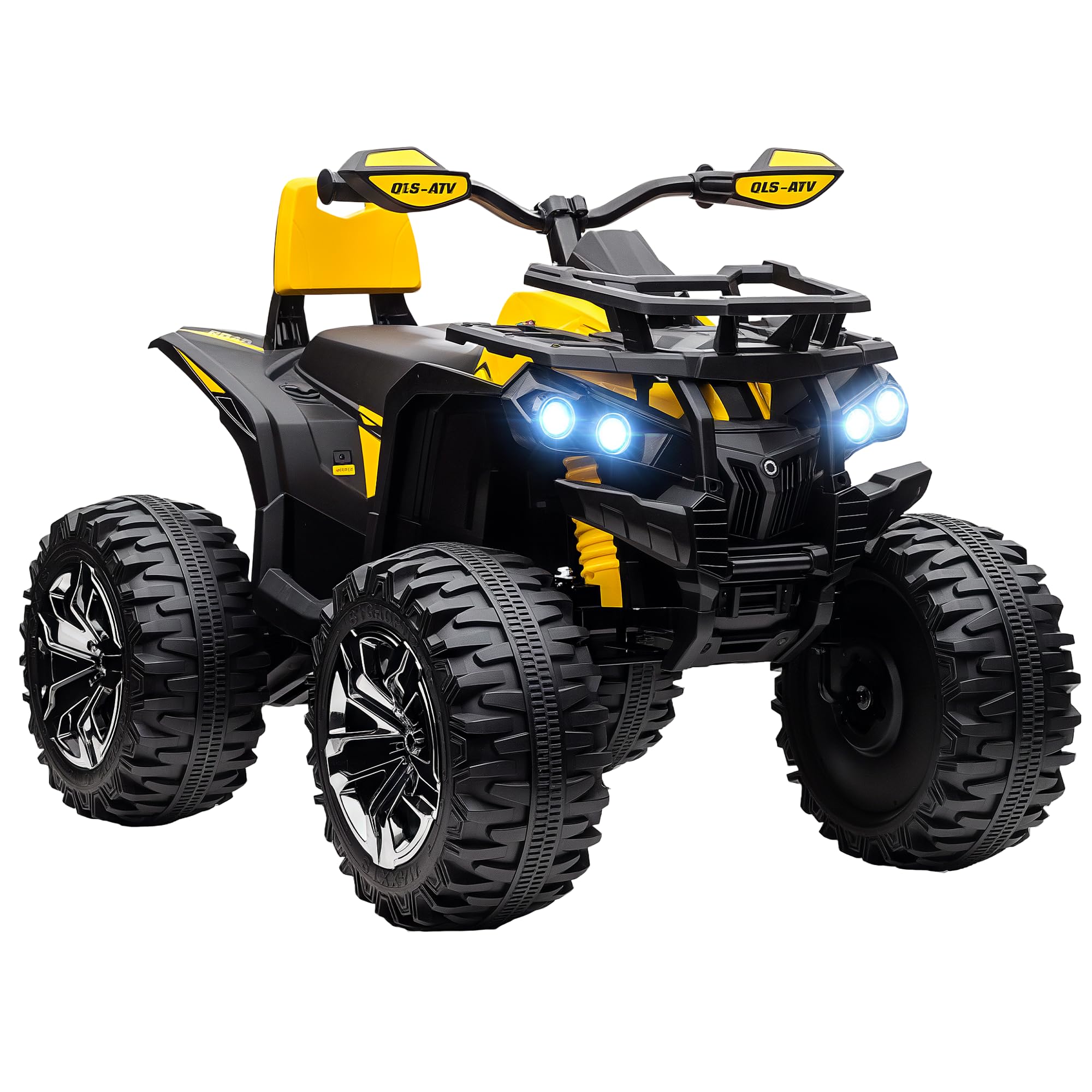 HOMCOM 12V Quad Bike ATV With LED Lights - Music - For Boys Girls - Yellow And Red - Yellow  | TJ Hughes