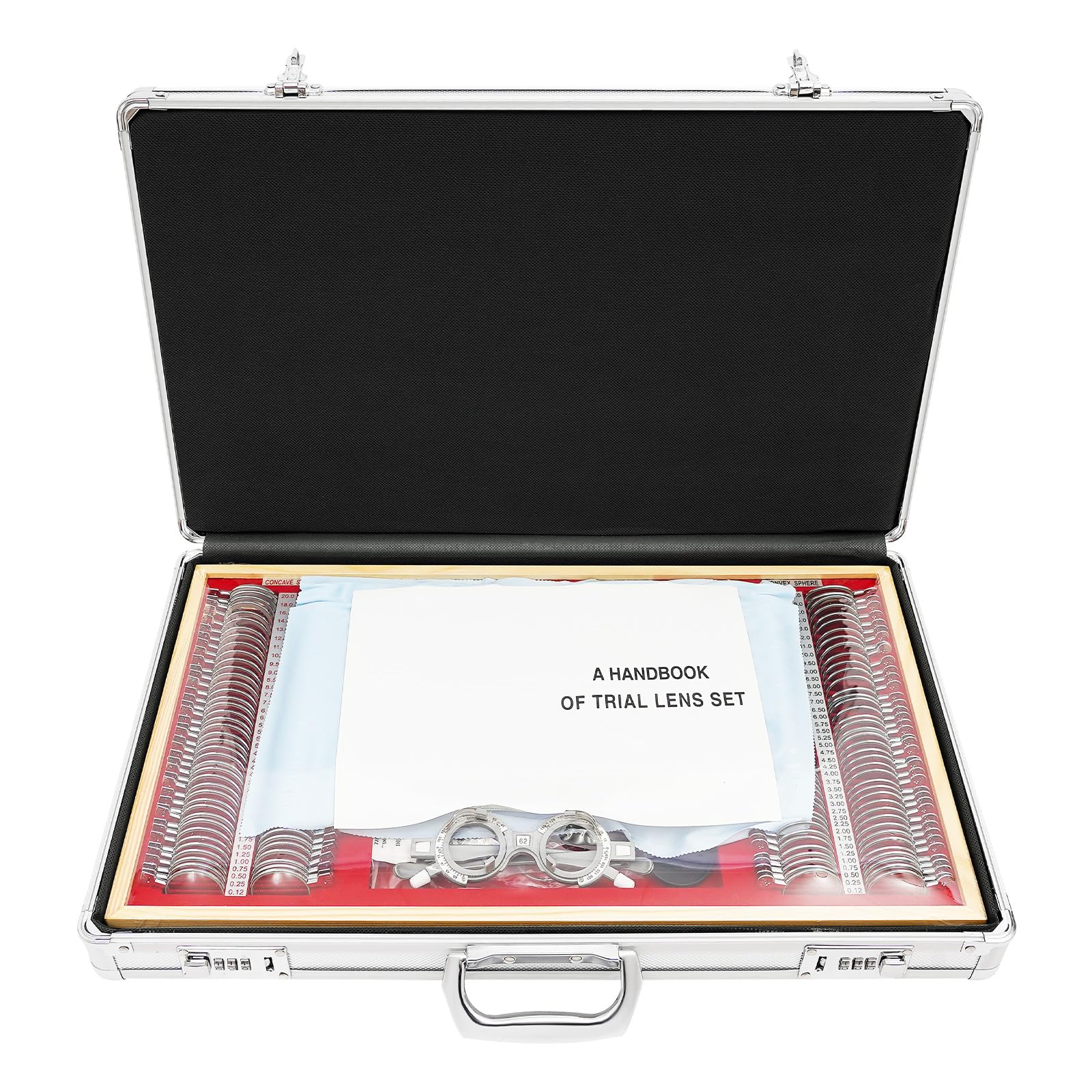Optometrista Lenti Occhiali Prova Ottica Telaio Test Optometria Kit Metallo Strumento Lente Cerchio Alta CompatibilitÀ Kit Professionale Cassetta Bloccabile Portatile Resistente Graffi