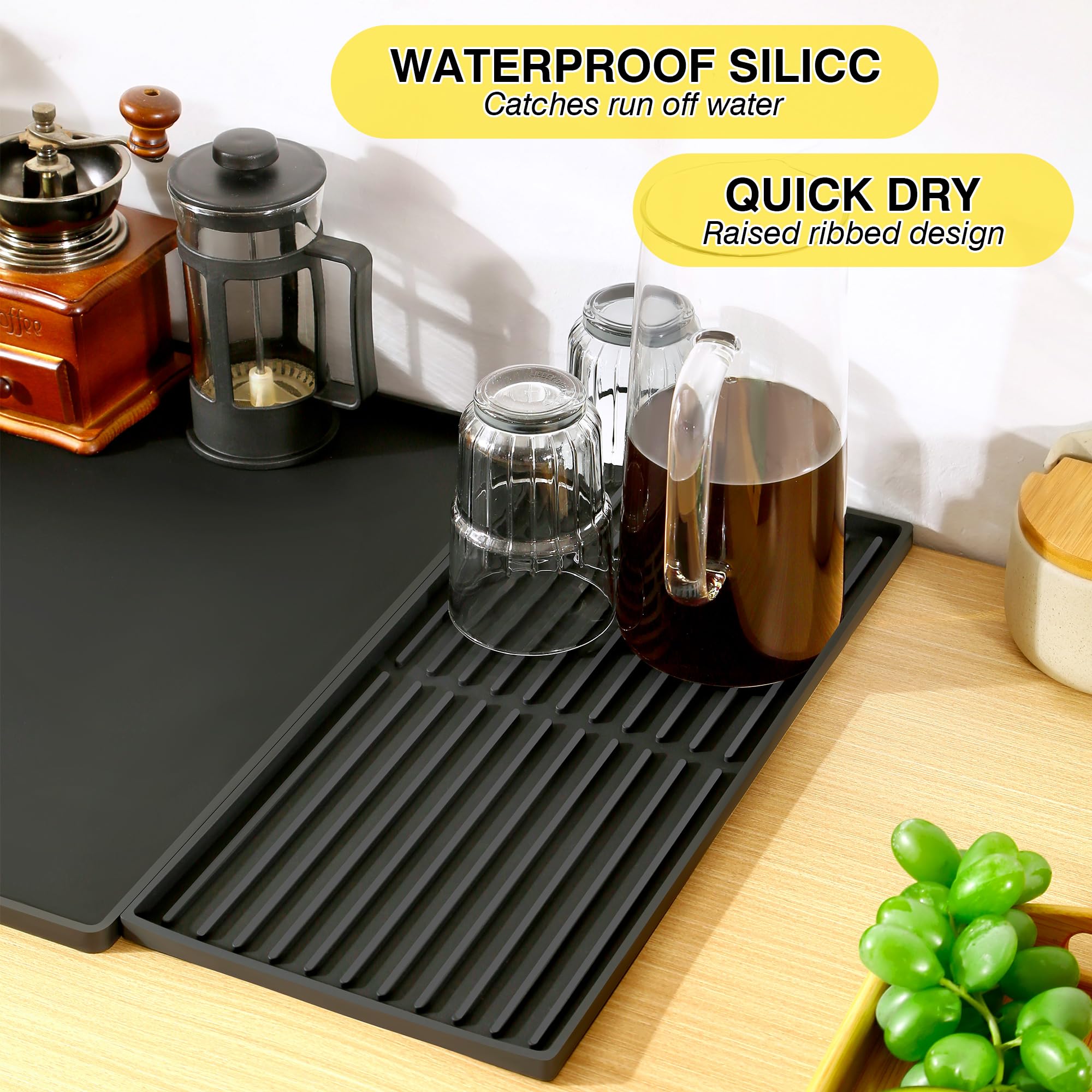 Large Silicone Mat Under Coffee Machines 40.5x61cm with Raised Edges Stackable 19x40cm, Multi-Functional Base Mat - Image 4