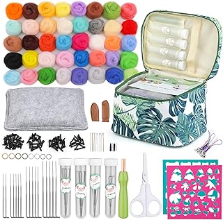 IMZAY Needle Felting Kit, Wool Roving 40 Colors Set, Needle Felting Star...