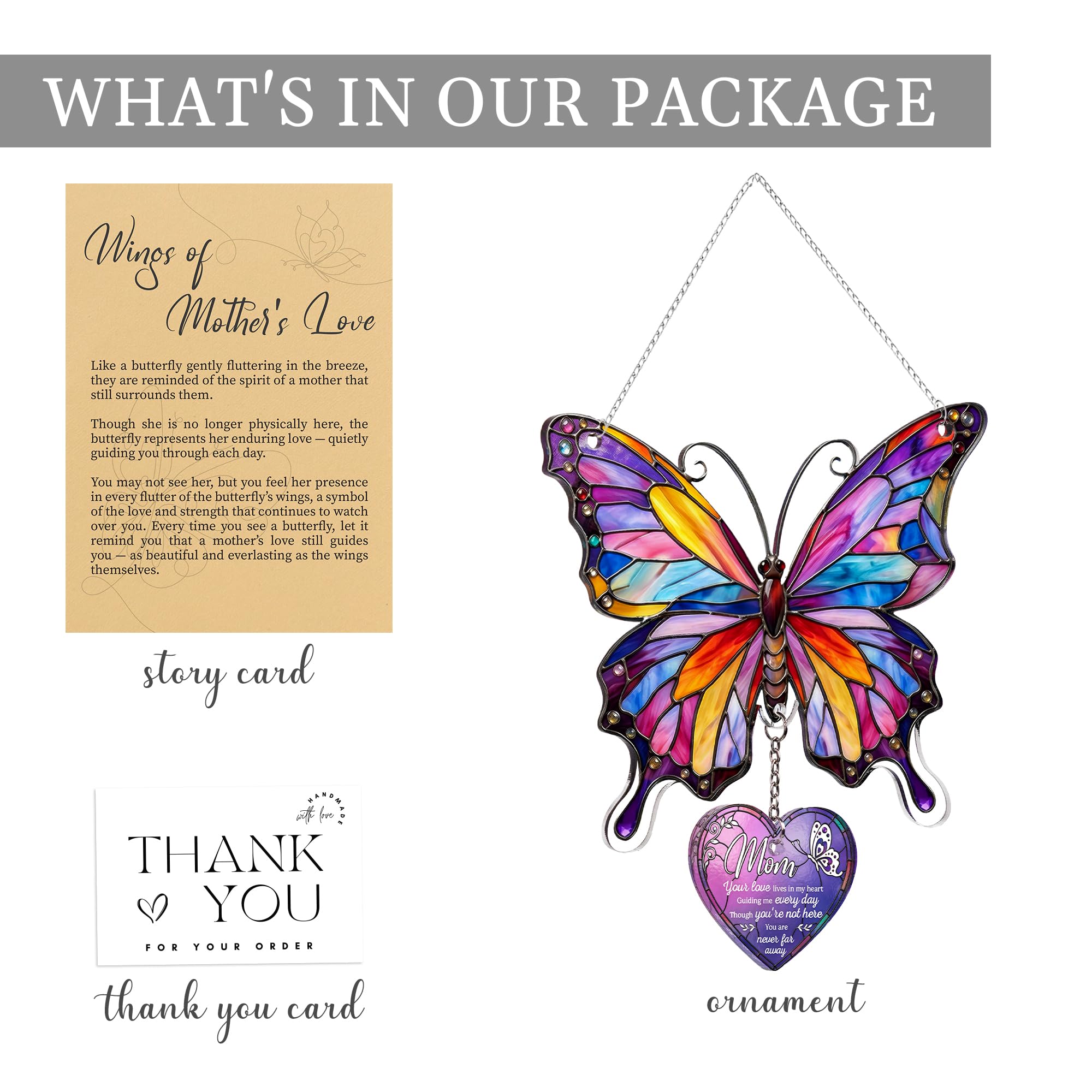 Adorno conmemorativo de mariposa para mamá, regalos de mariposa para mujeres, para mamá, abuelo, regalos conmemorativos para mamá (mariposa)