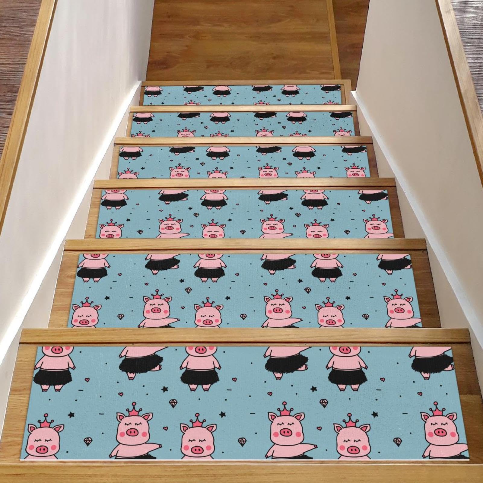 15 peldaños antideslizantes de alfombra para escaleras interiores de madera