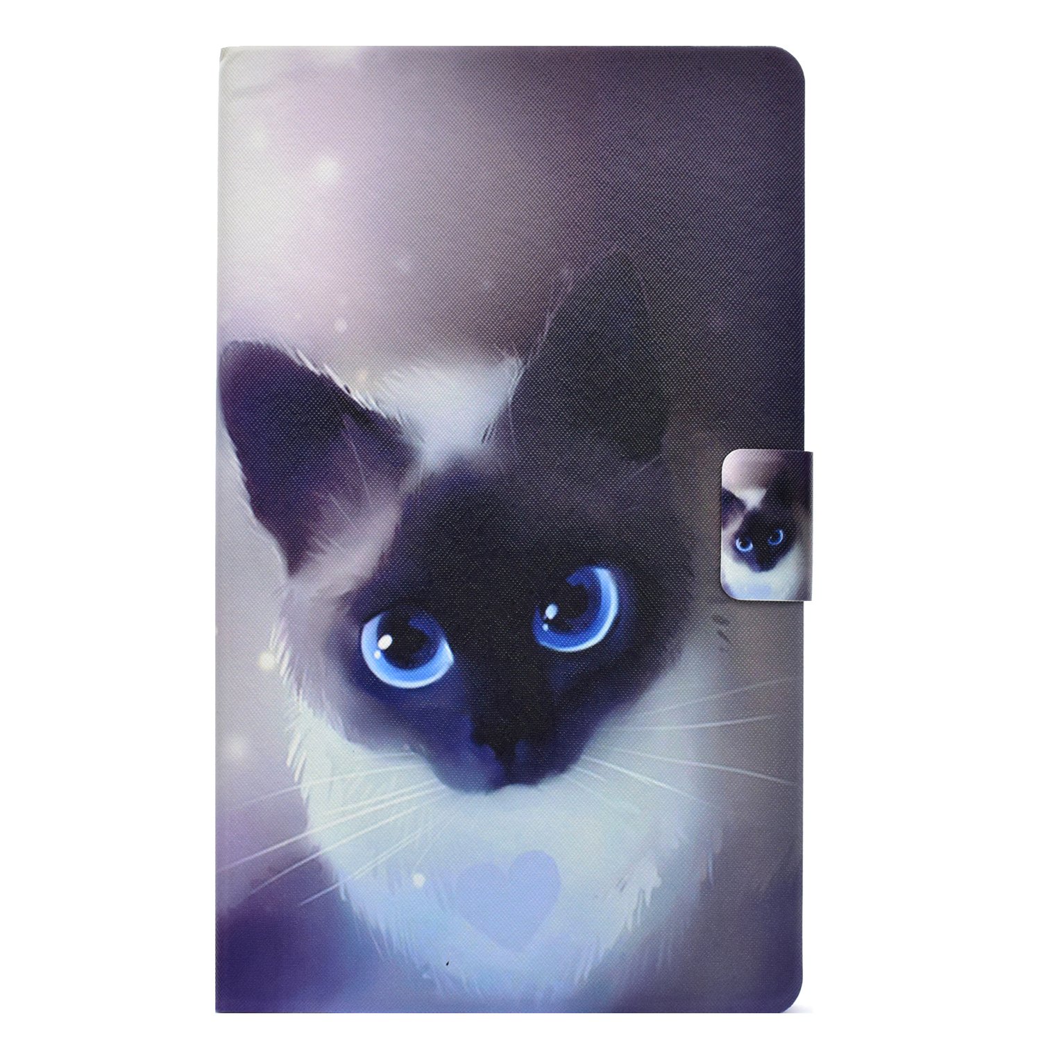 Junjiu Galaxy Tab 3 Lite 7.0 Case, SM-T110/T111/T113 Case, PU Leather Flip Wallet Case with Smart Folio Stand Cover for Samsung Galaxy Tab 3 Lite 7.0 inch-Blue eyed cat