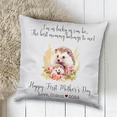 Miniatura 2 de Hedgehogs Love Mother's Day, First Mother's Day Custom Pillowcase, Personalized Mother's Day Pillowcase, Gift for Mom, Home Decor