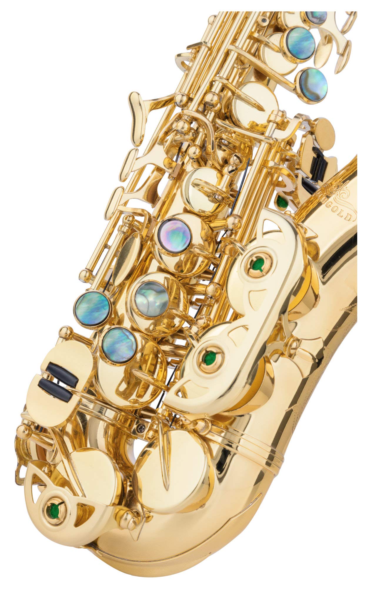 LSS-20Lc Saxofón Soprano lacado, Saxofón soprano curvado de latón | Lacado transparente, Llave de fa agudo, Llave de sol agudo, Sonido potente y redondo, Respuesta rápida, Buena entonación