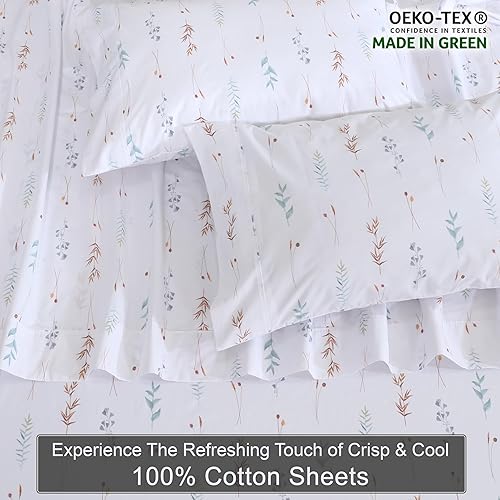 Miniatura 4 de ZOYER Sábanas de 100 % algodón percal tamaño King, refrescantes y transpirables, duraderas, con una sensación crujiente, suave y cómoda, bolsillo