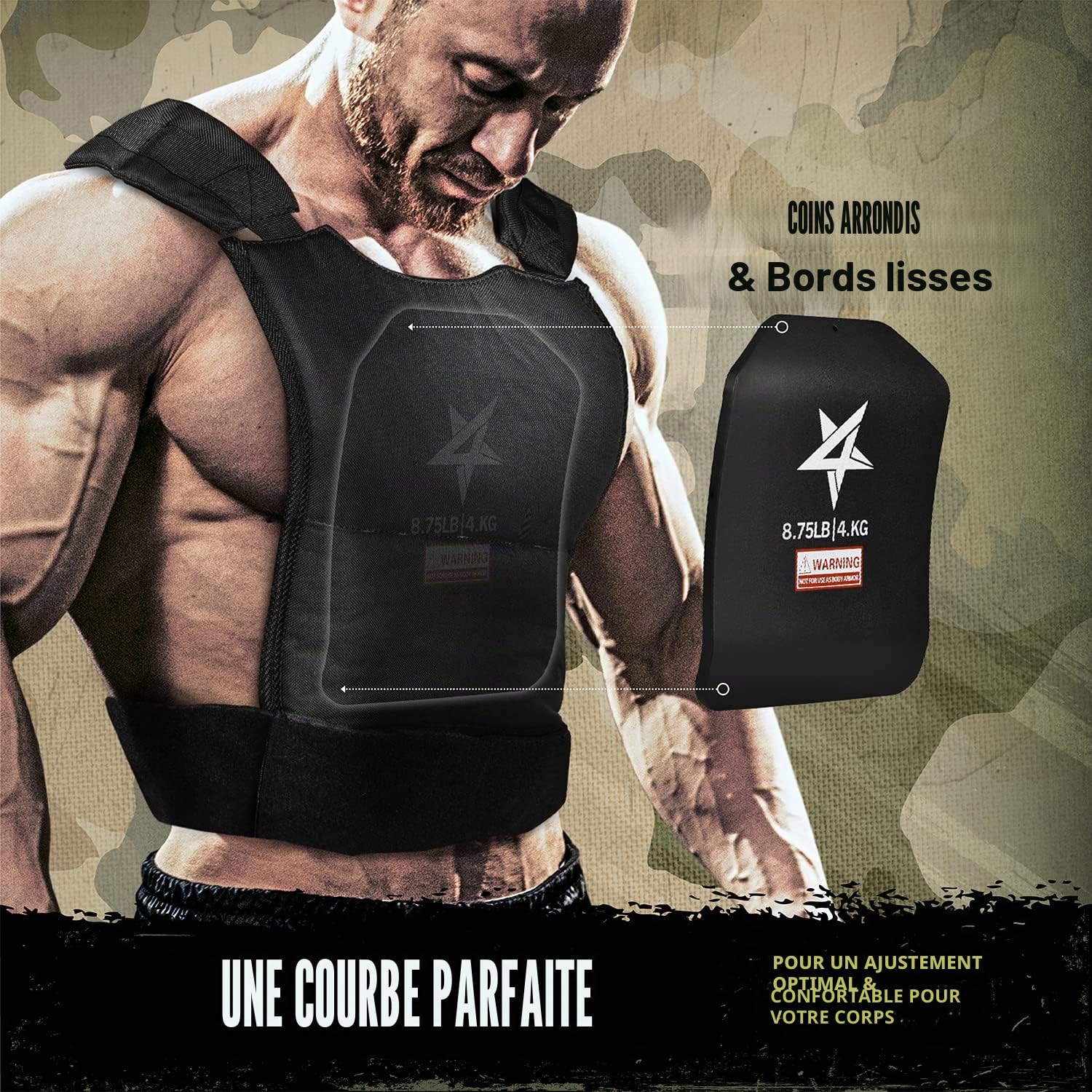 Yes4All Plaque de gilet pare-balles tactique, 2,6 KG - Paar