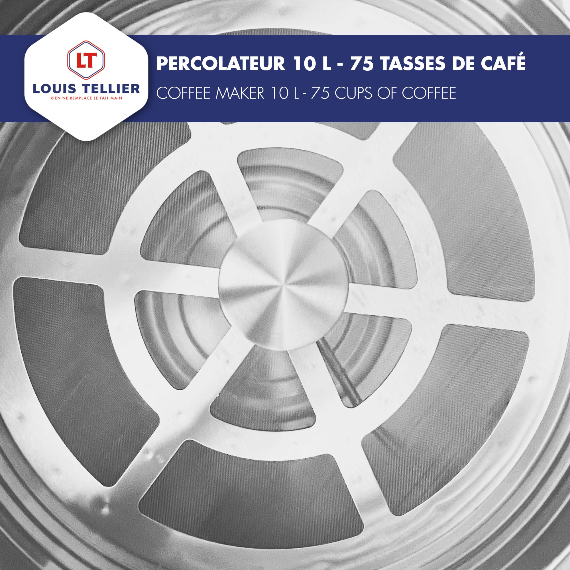Louis Tellier - Percolateur à café professionnel - Capacité 10 L - 75 tasses - INOX - Filtre en inox - Robinet anti-gouttes