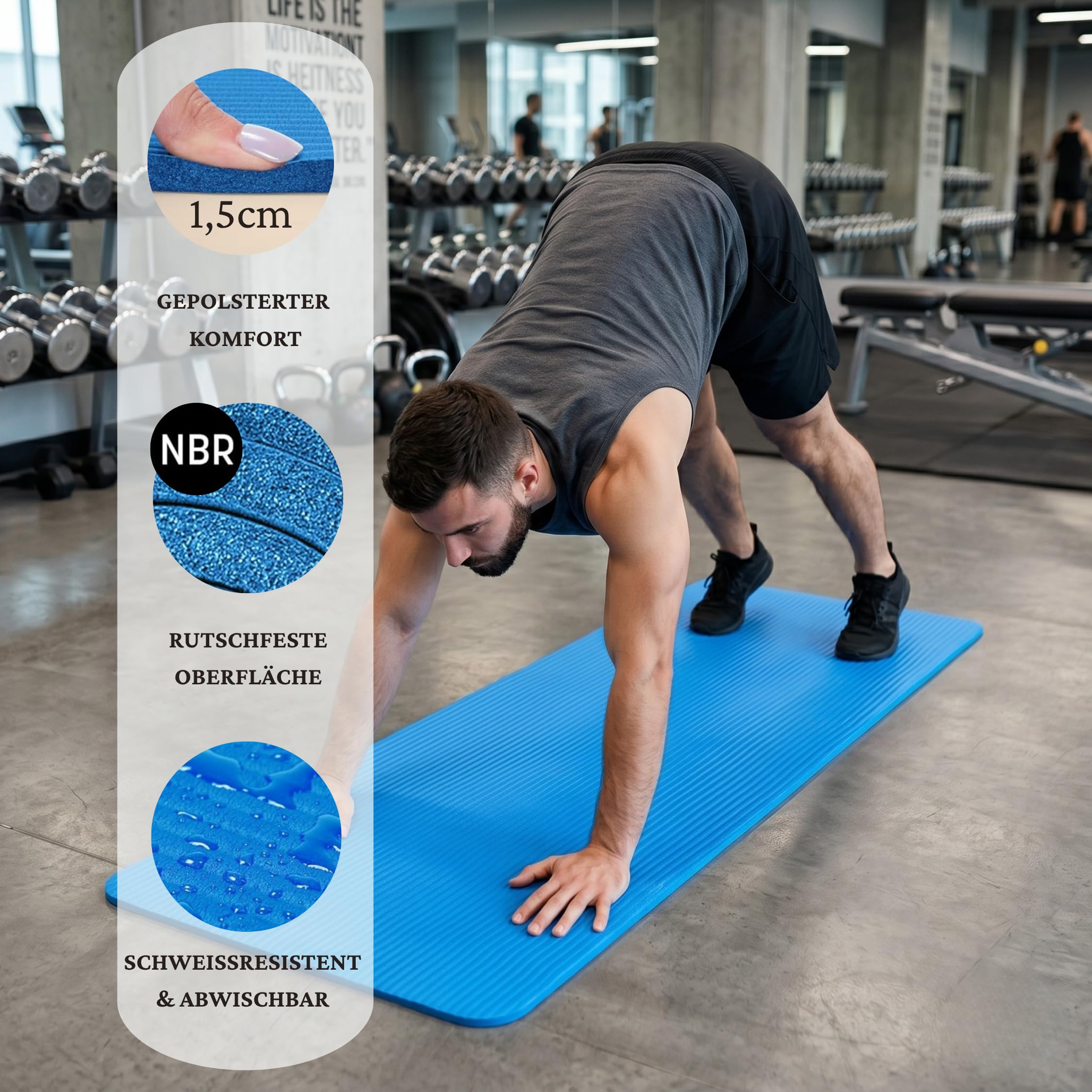 Yogamatte, Fitnessmatte Rutschfest Und Trainingsmatte, Yoga Matte Dicker, Sportmatte Dicke, Gym Matte, Yogamatte Rutschfest, Sportmatte Groß