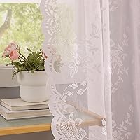 Vista 60 de YJ YANJUN Cortinas traslúcidas negras de 54 pulgadas de largo, panel de cortina de encaje gótico victoriano para cocina, cortinas cortas