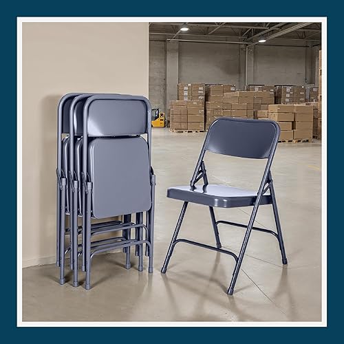 Miniatura 73 de OEF Furnishings Silla plegable de acero con doble bisagra, color beige Beige,Negro -,Azul,Marrón,Gris,Rojo -