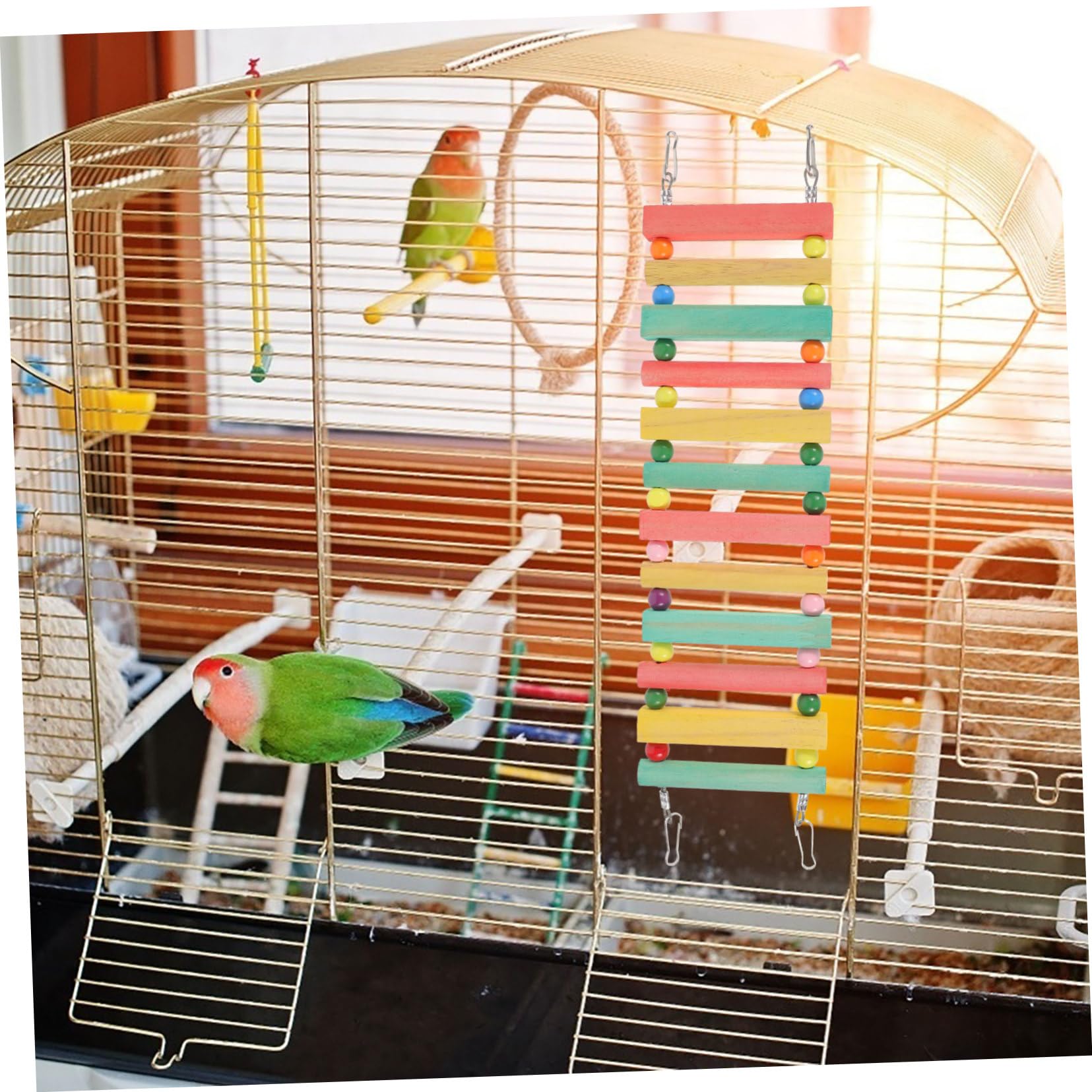 SUPVOX 3piezas Escalera De Madera Colorida para Aves Juguete para Periquitos y Loros para Ejercicio y Diversión Jaulas Accesorio Duradero y Atractivo para Mascotas Pequeñas