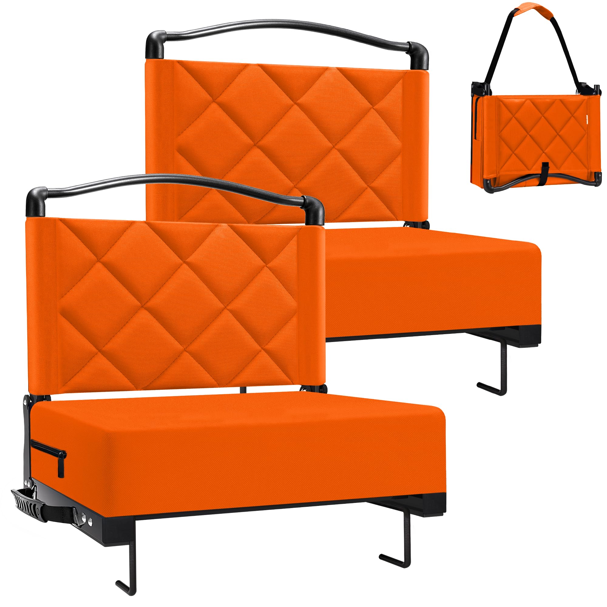 Kaganoon Stadium Seats with Back Support Cushion, Folding Stadium Seats for Bleachers Hold up 400lbs, Wide Bleacher Seat with Shoulder Strap & Handle
