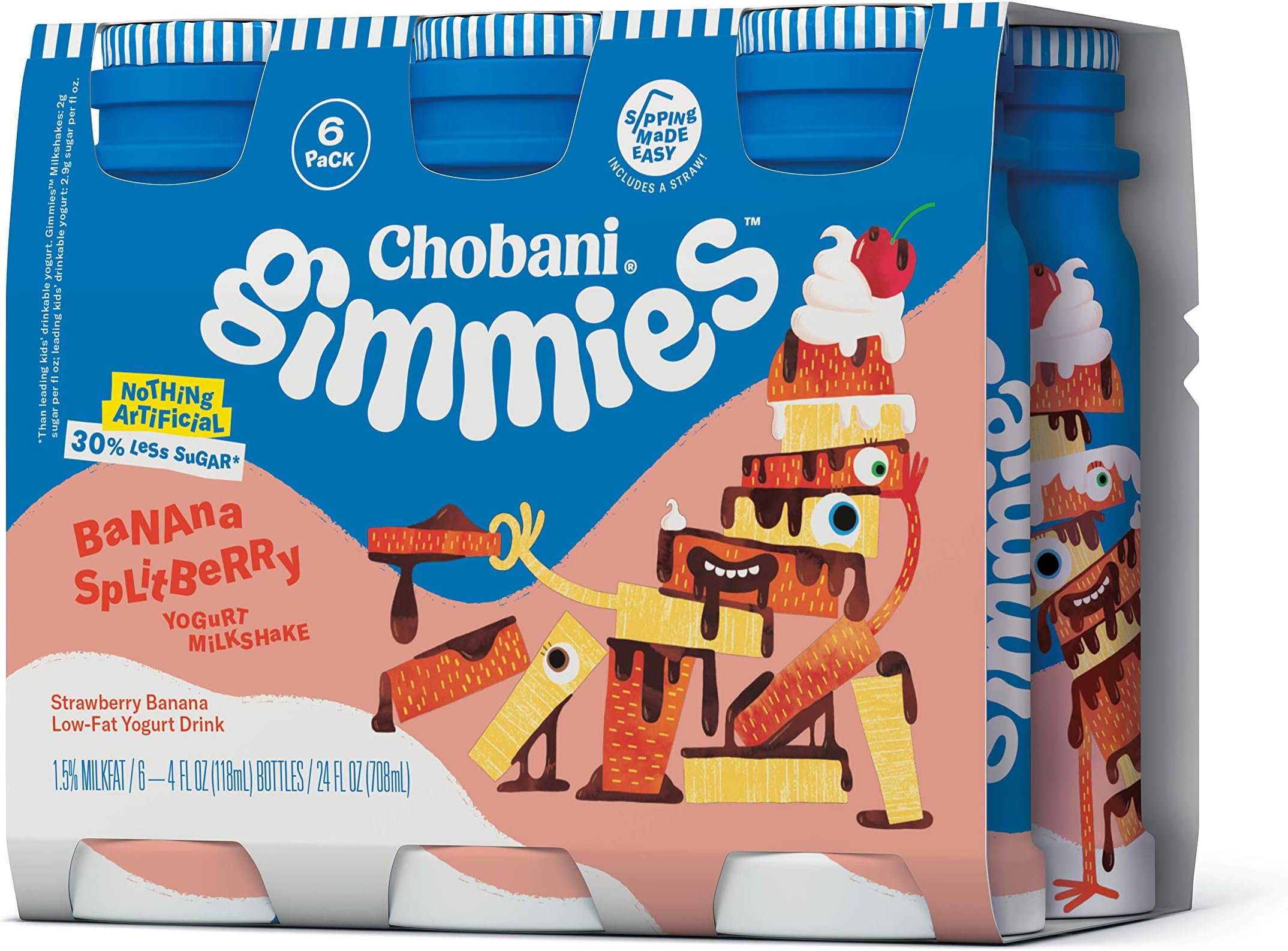 Chobani Gimmies Yogurt Milkshakes Banana Splitberry 4 fl oz 6-pack