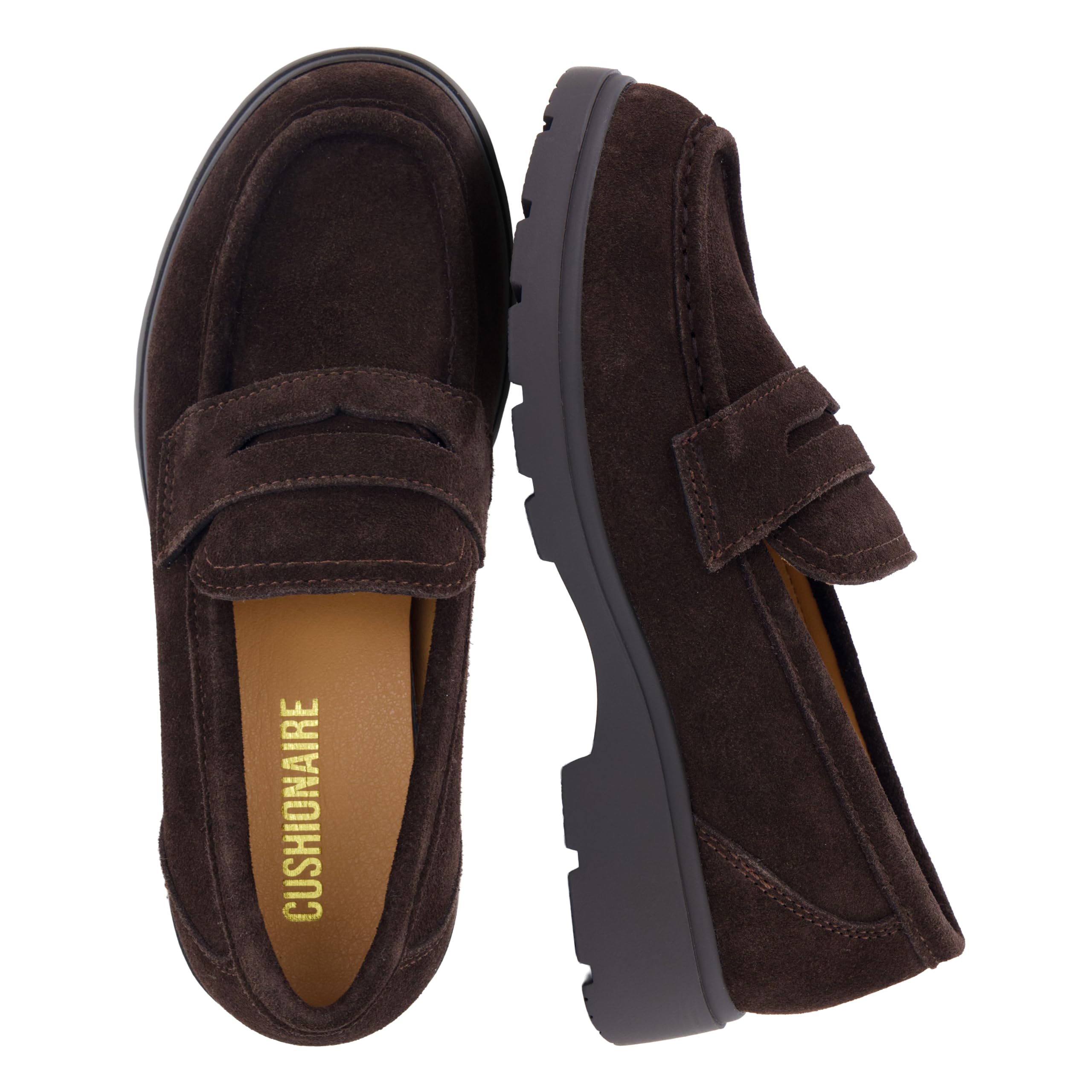 CUSHIONAIRE Bard 100% Genuine Leather Penny Loafers for Women