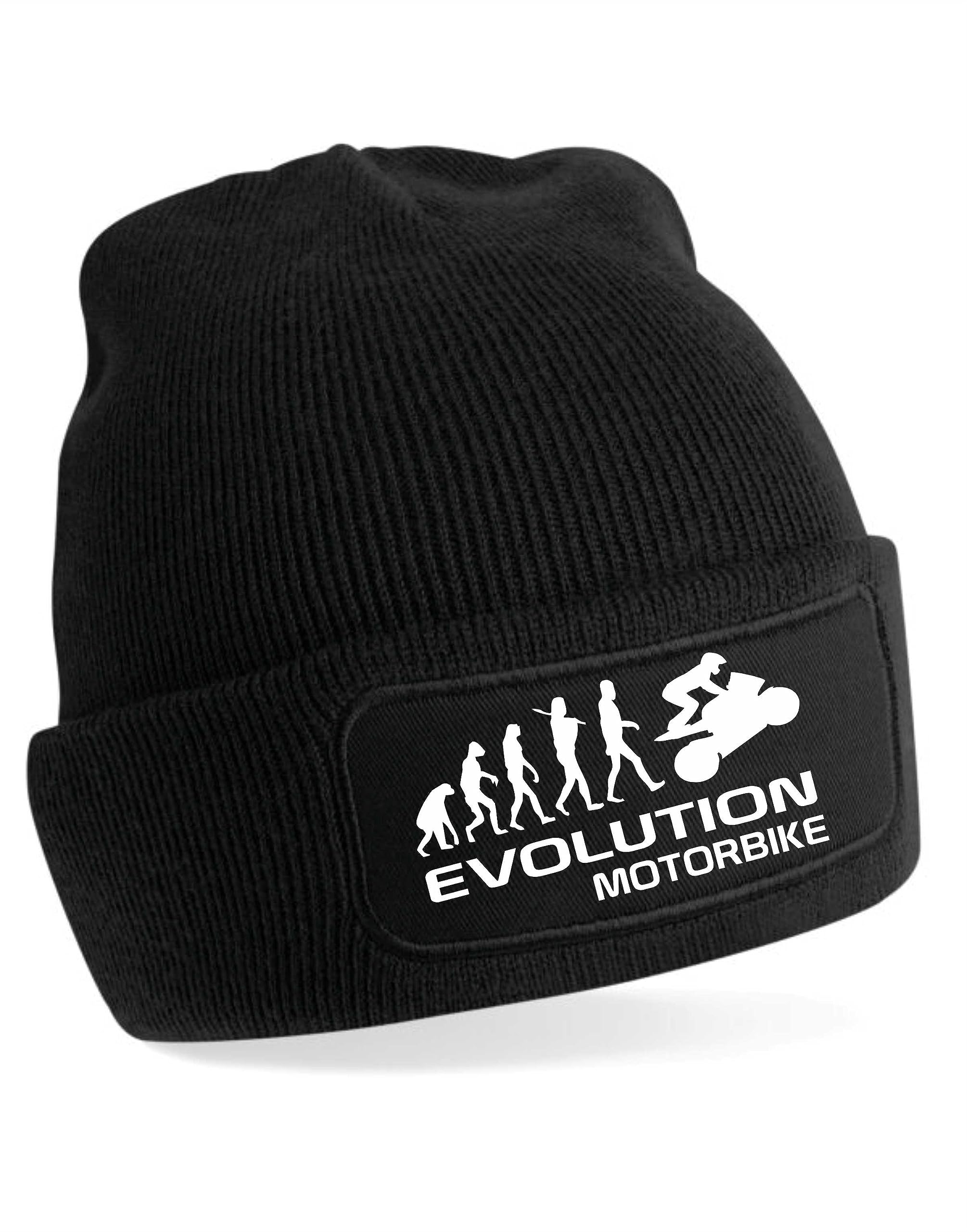 Print4U Evolution of Motorbike Beanie Hat Sport Hobbie Gift for Men & Ladies Black