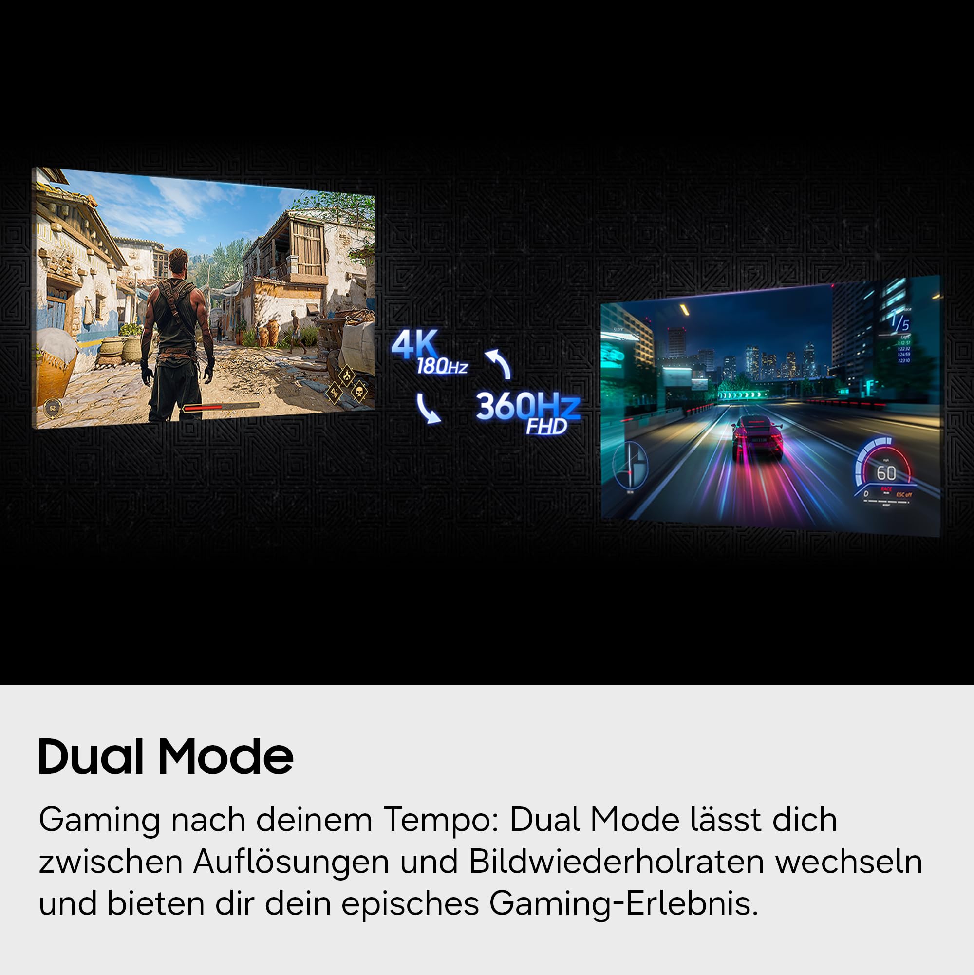 Samsung 27 Zoll Odyssey G70F Gaming Monitor, PC-Bildschirm mit IPS-Panel, 3.840 x 2.160 Pixel (UHD), 180 Hz (4K)/360 Hz (Full HD), 1 ms (G/G), AMD FreeSync Premium Pro, NVIDIA G-Sync, LS27FG702EUXEN