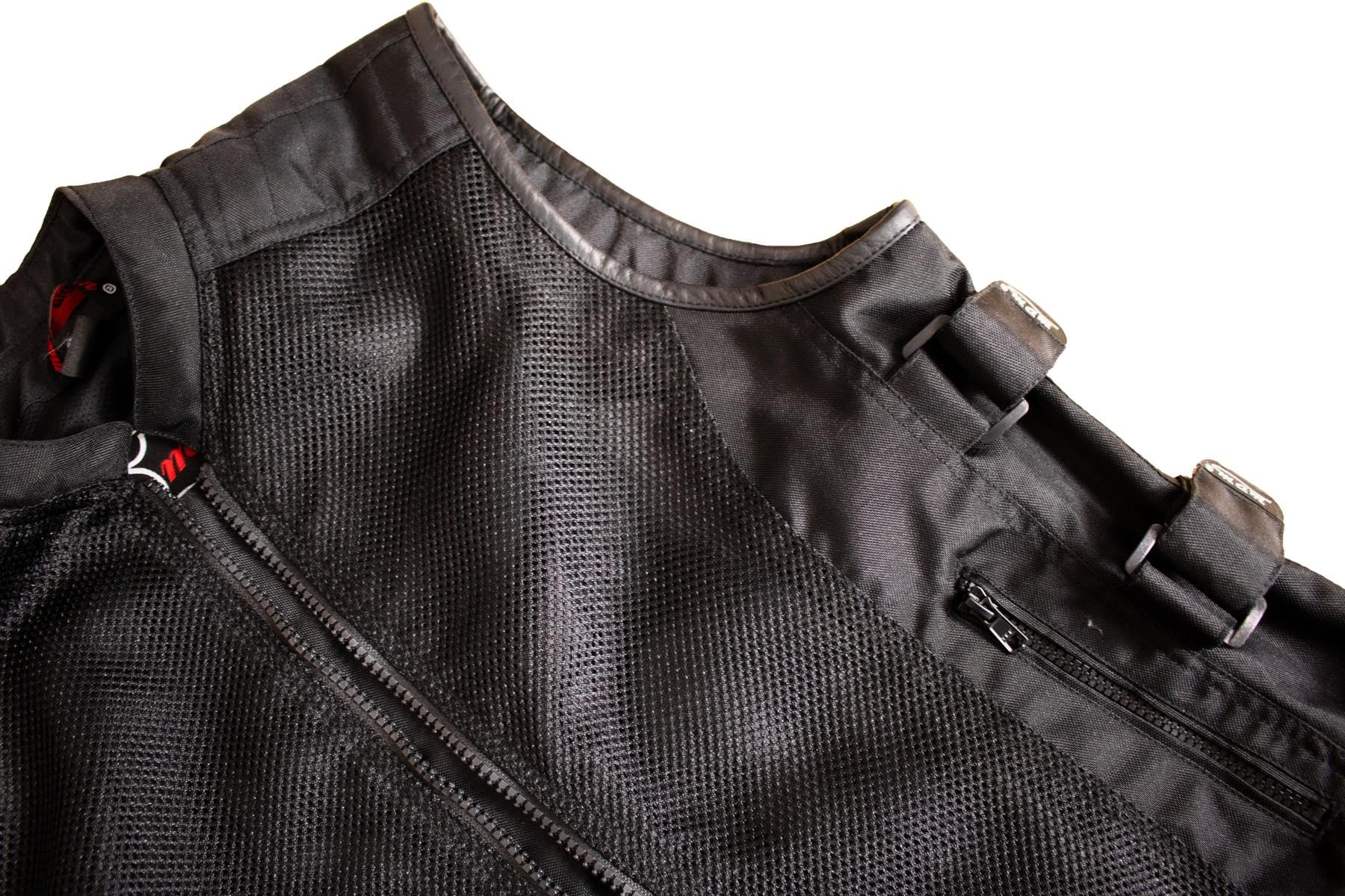 MDM Gilet da motociclista, da uomo, da motociclista, estivo, da motociclista, traspirante, con cerniera, regolabile, nero
