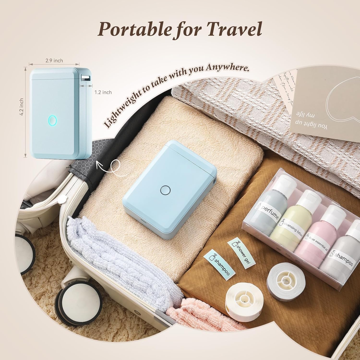 Label Maker D110 Bluetooth Thermal Label Maker Machine with Tape, Portable Inkless Label Printer Handheld & Rechargeable with Multiple Templates for Home Office, Compatible with iOS Android, Blue