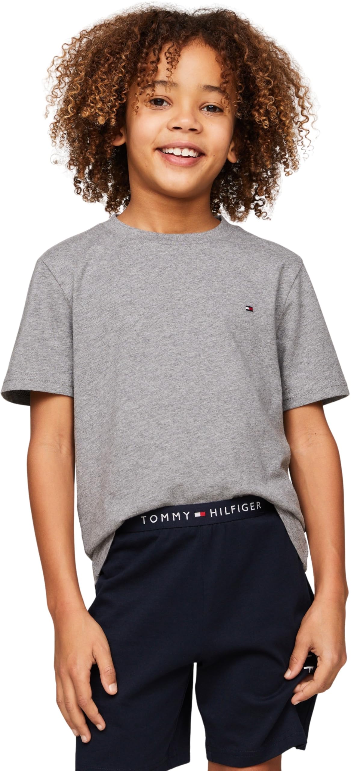 Tommy Hilfiger Ragazzi 2-Pack Organico Cotone Girocollo T-Shirt, Deserto Cielo/Bianco