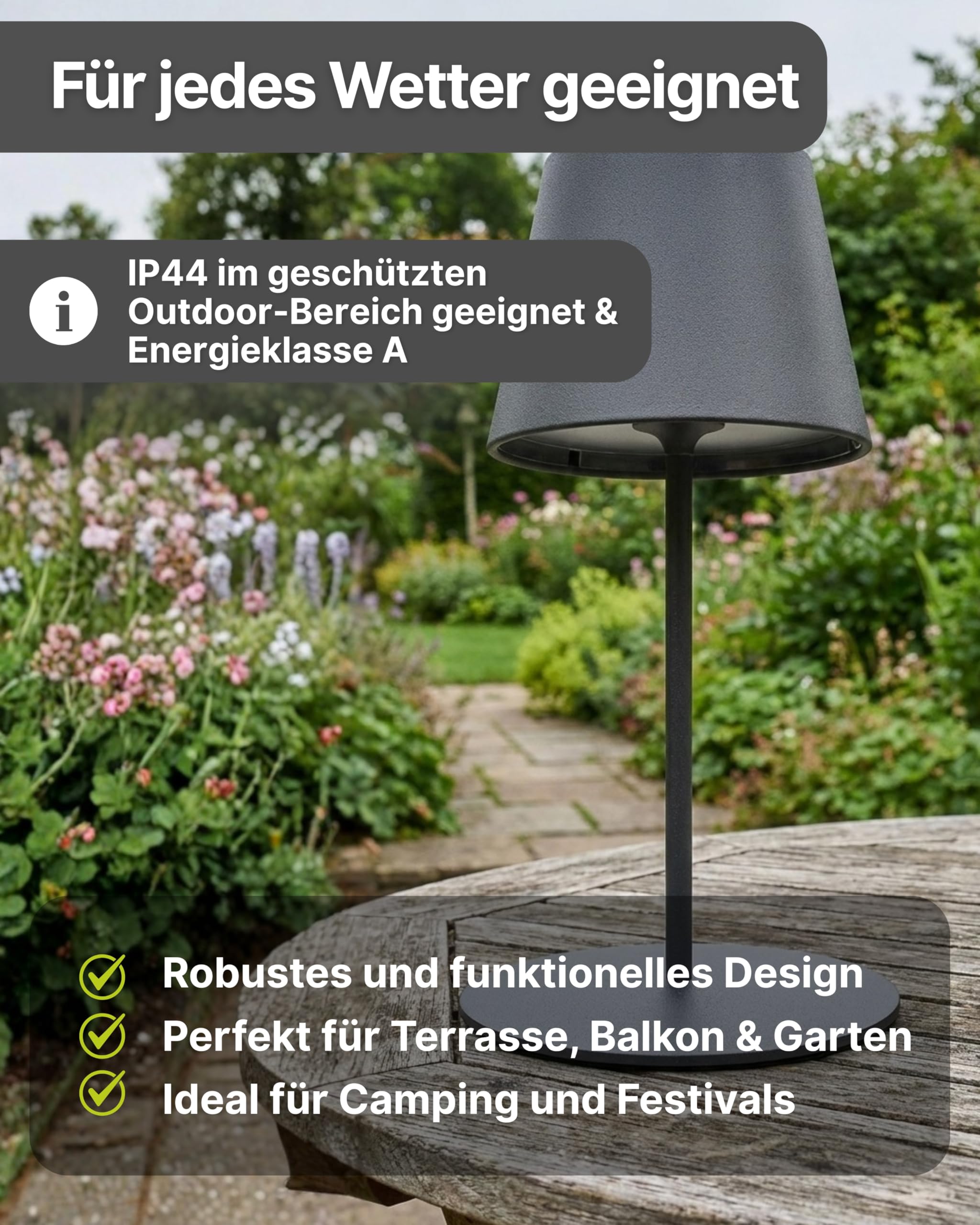 SCHWAIGER Tischleuchte I teilbare LED Tischlampe mit Touch-Steuerung I Akku-Lampe mit RGB und warmweiß I IP44 geschützt und aufladbar per USB-C I kabellose Lampe für Indoor & Outdoor
