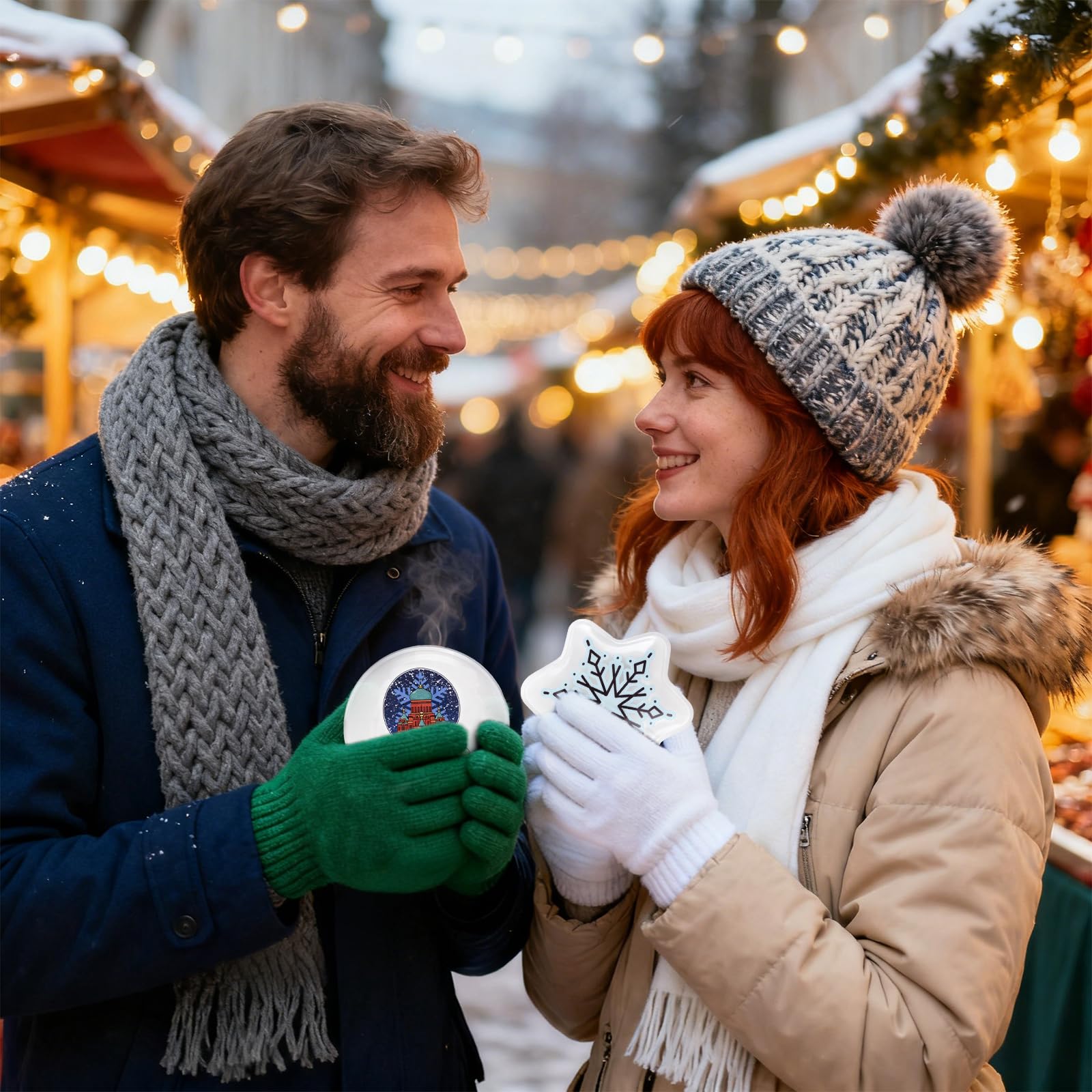 6 x Weihnachts-Handwärmer, wiederverwendbar, mit Schnappverschluss, tragbar, dauerhafte Heizung, Handheizung, Beutel, Gel, niedlich, lang anhaltende Wärme für Camping, Outdoor-Weihnachtsmuster, für