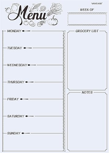 Pizarra magnética para refrigerador, menú semanal, planificador de comidas, lista de compras de comestibles, pizarra de borrado en seco, para
