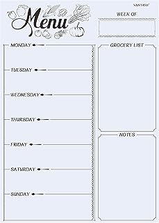 Magnetic Refrigerator Whiteboard,Weekly Menu, Meal Planner, Grocery Shopping List, Dry Erase Board, for Kitchen Fridge wit...