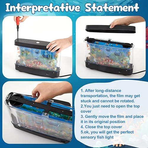 Miniatura 3 de Baquler 2 piezas de acuario artificial con peces en movimiento, lámpara de pecera falsa decorativa tropical, lámpara de acuario de peces falsos en