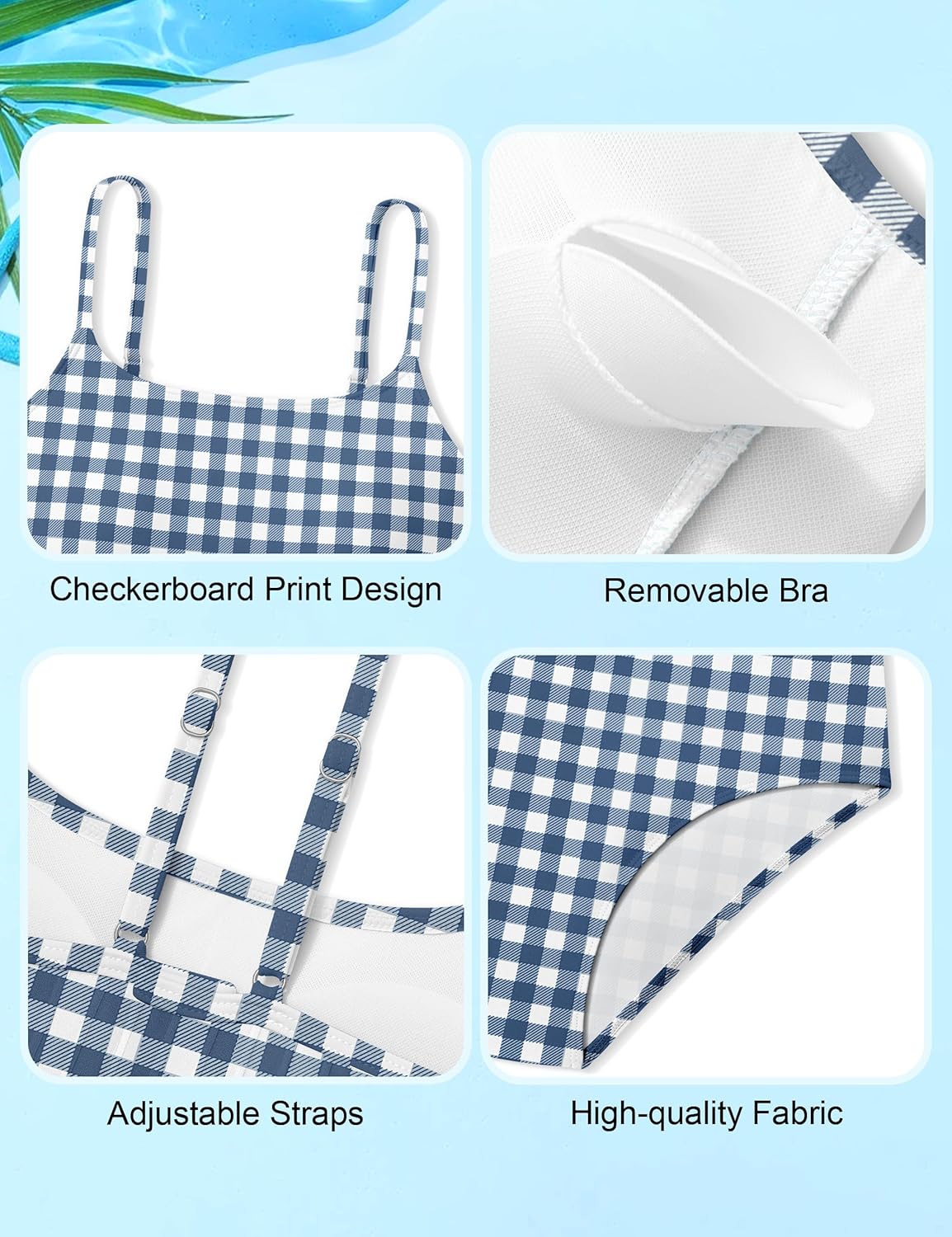 Girls Swimsuit High Waisted Contrast Striped 3 Piece Bathing Suit Bikini with Cover Up 9-16 Years - Image 6