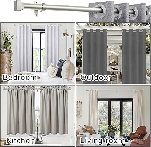 Miniatura 6 de Barras de cortina individuales para ventanas de 28 a 48 pulgadas (2.3-4 pies), barras de cortina ajustables de 1 pulgada de diámetro, con modernos