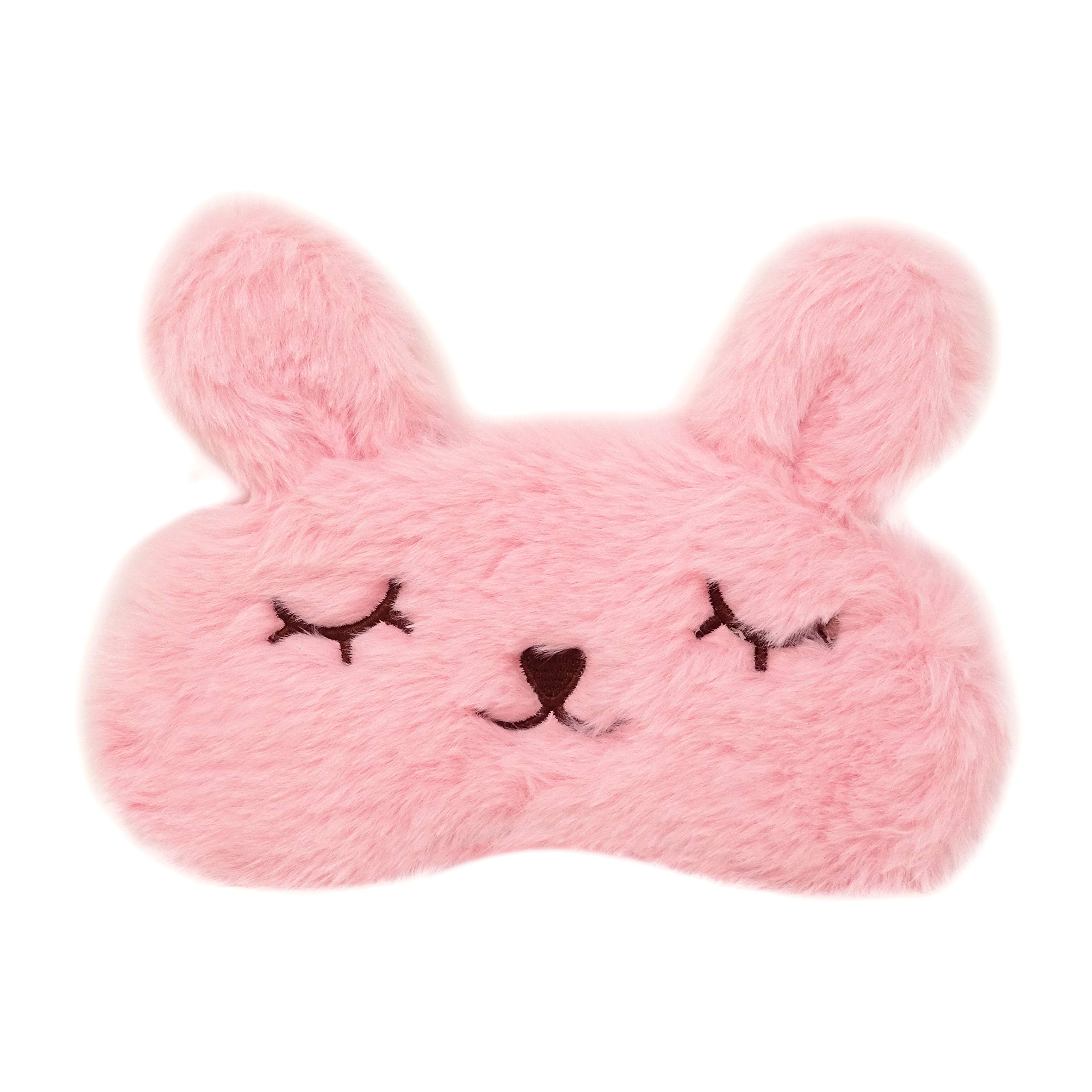 Honbay Plush Rabbit Sleeping Eye Mask Cute Cartoon Animal Eye Mask for Little Girls Pink