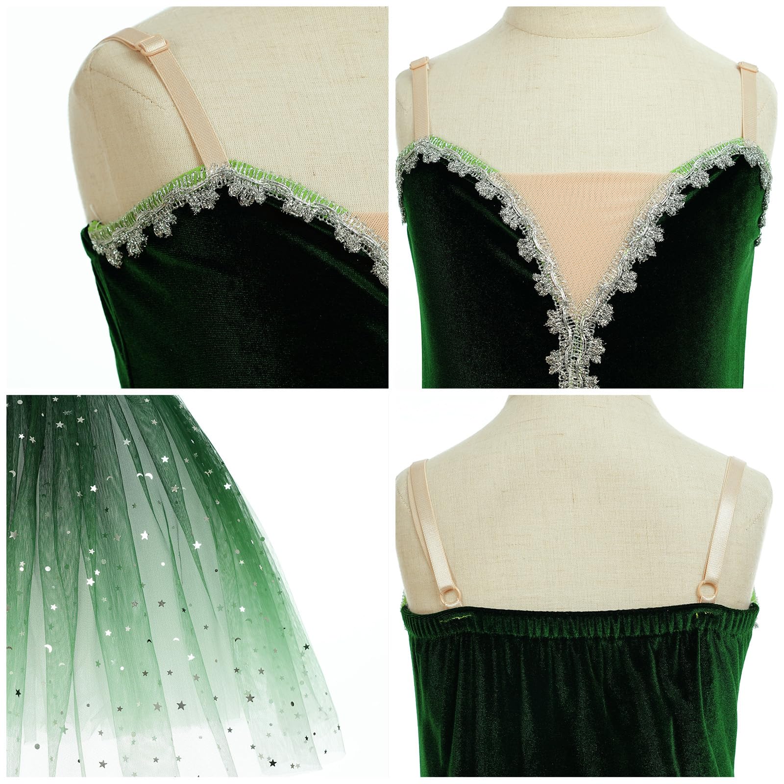 Odizli Justaucorps de danse classique pour fille et enfant - Dentelle brodée - Paillettes - Tutu - Robe de danse