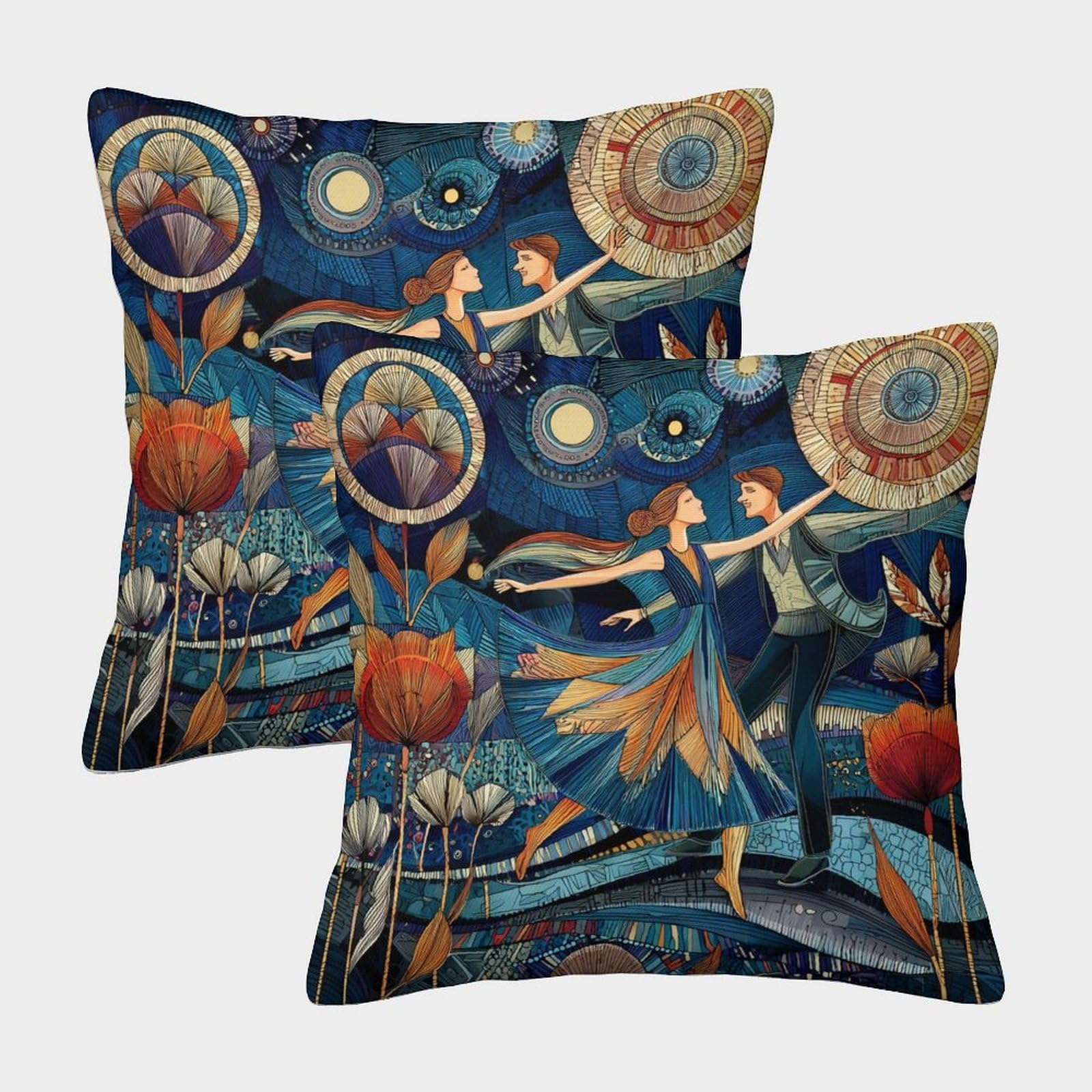 kaiyun 2 Pack 3D A Couple Dancing Gracefully Amidst Blooming Flowers Cushion 3D Soft Touch Pillowcase,sofa Chair Home Furnishings 40x40cm