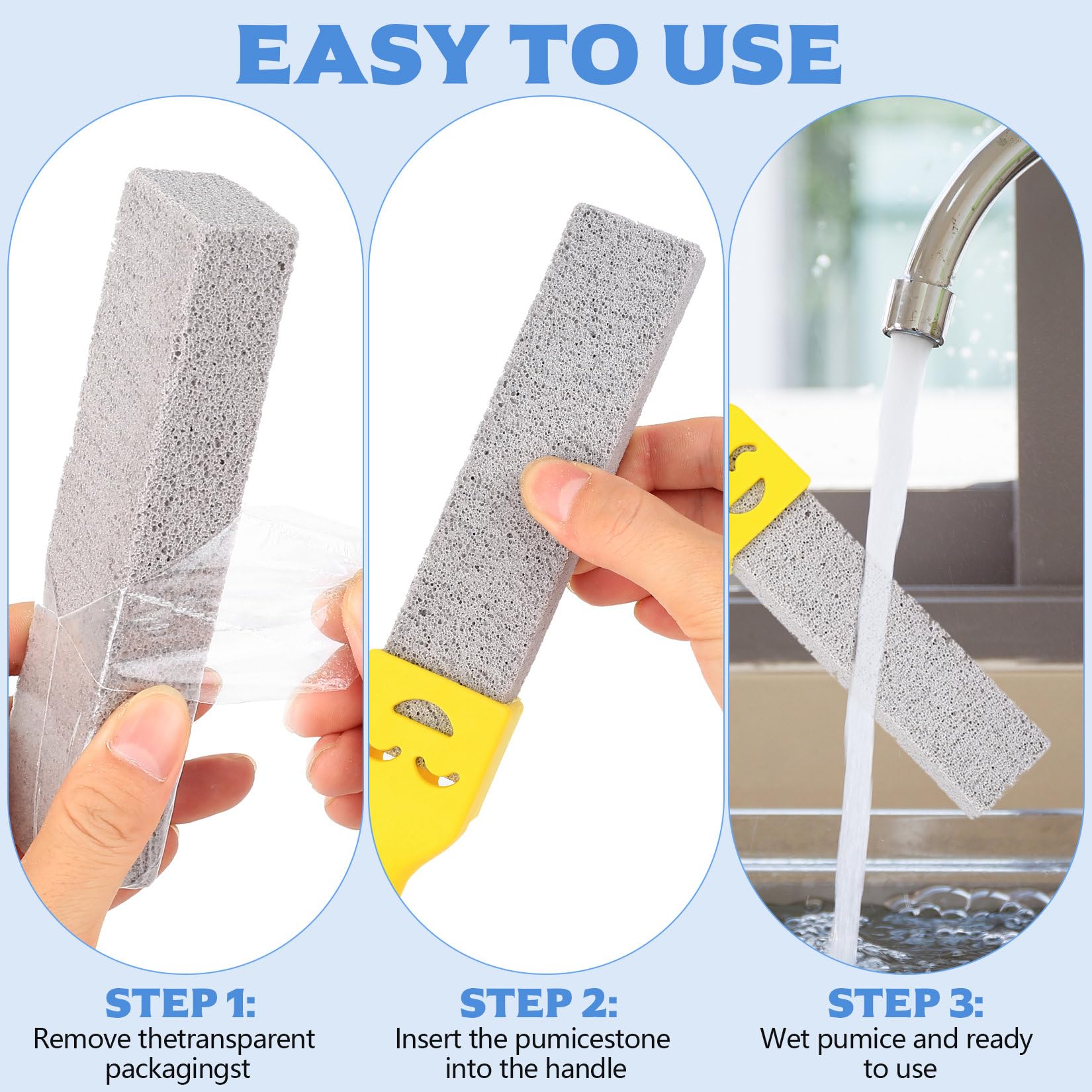 9 Pcs Piedra Pomez para Limpieza WC Baño, Bloque de Piedra Pómez Limpiador de Inodoro con 2 Mango, Pumice Stone Cleaning Block WC Reemplazable Natural para Limpiar Inodoros Piscina Baño Cocina