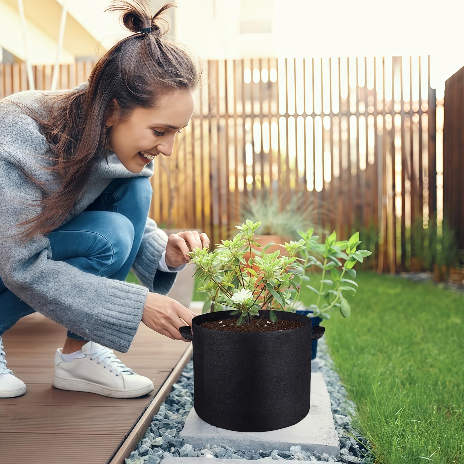 Lot de 10 sacs de culture pour légumes, sacs de culture de 37 litres, pots en tissu non tissé épais avec poignées, conteneurs de culture pour légumes et fleurs